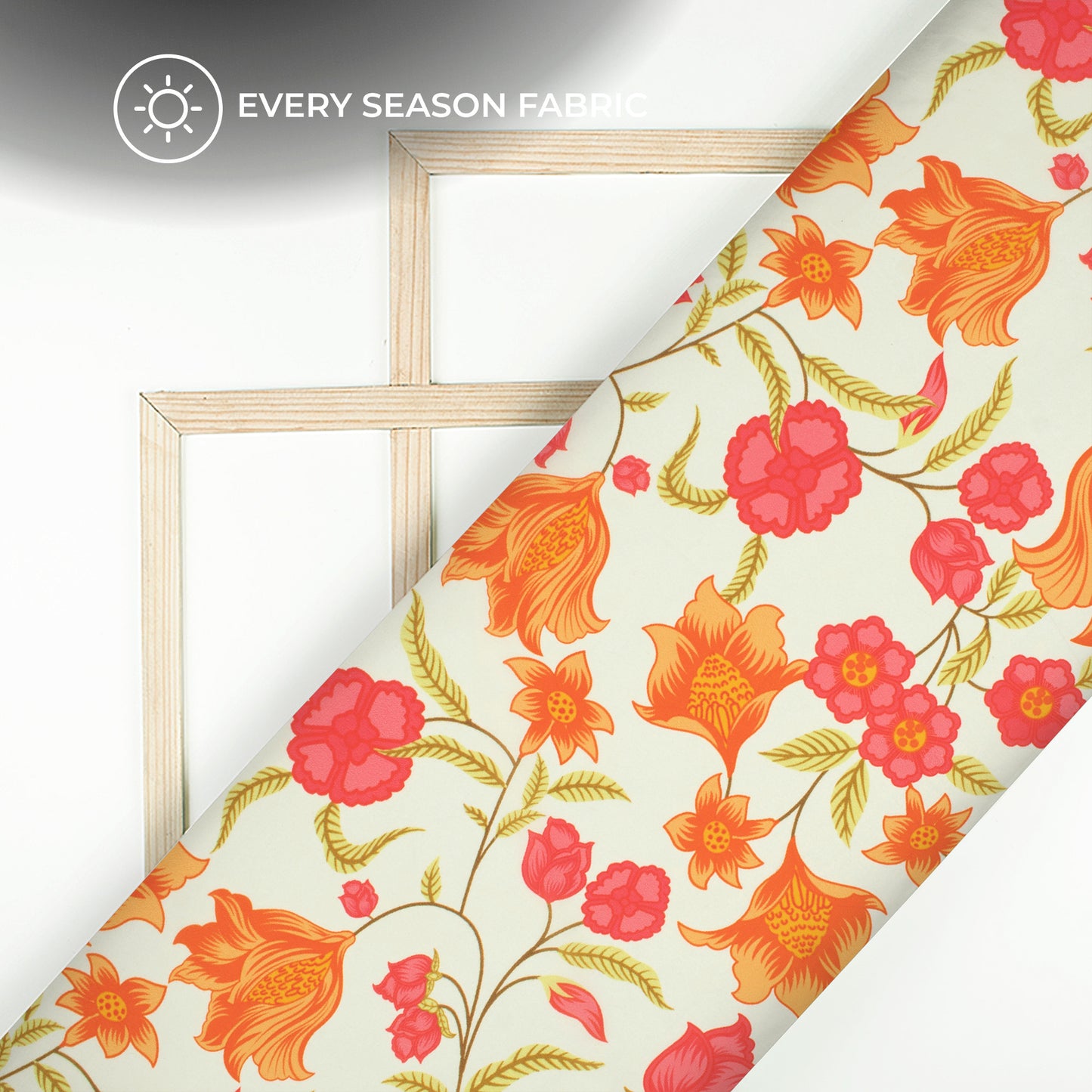 Beautiful Orange Floral Digital Print BSY Crepe Fabric