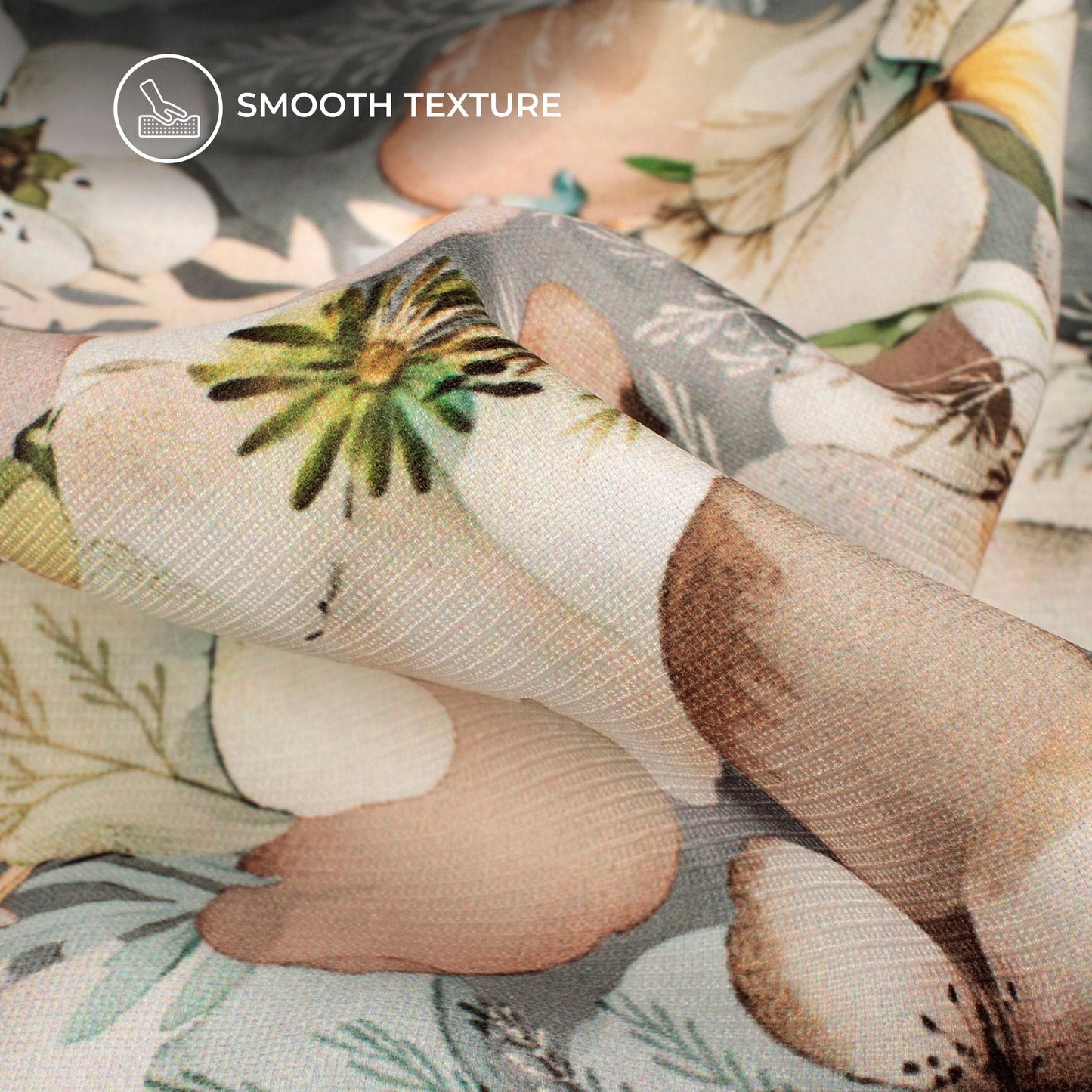 Georgeous Peach Floral Digital Print BSY Crepe Fabric