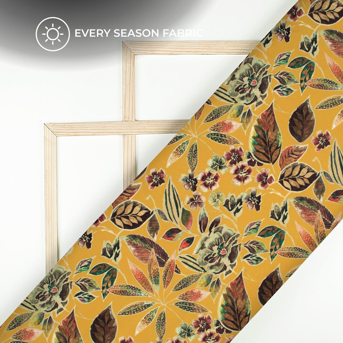 Mustard Yellow and Brown Floral Digital Print BSY Crepe Fabric