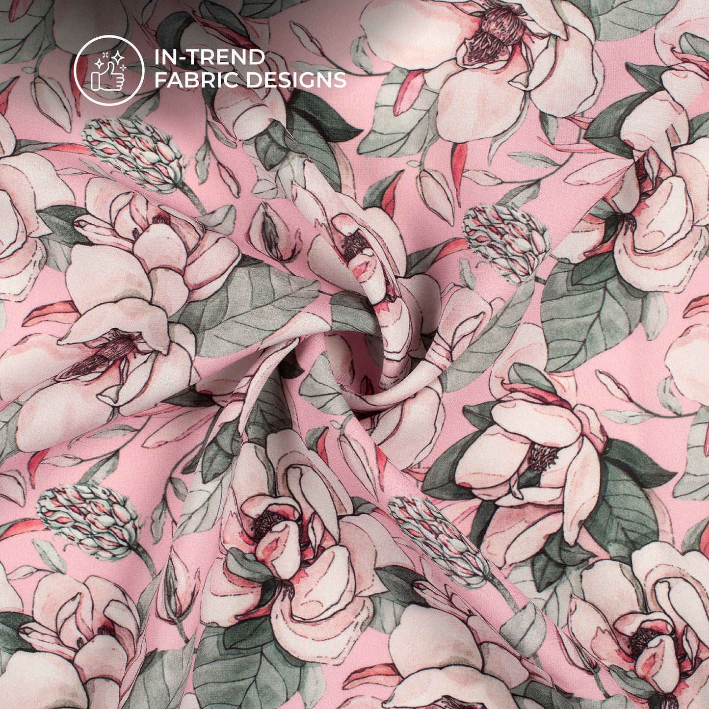 Seamless Floral Digital Print BSY Crepe Fabric