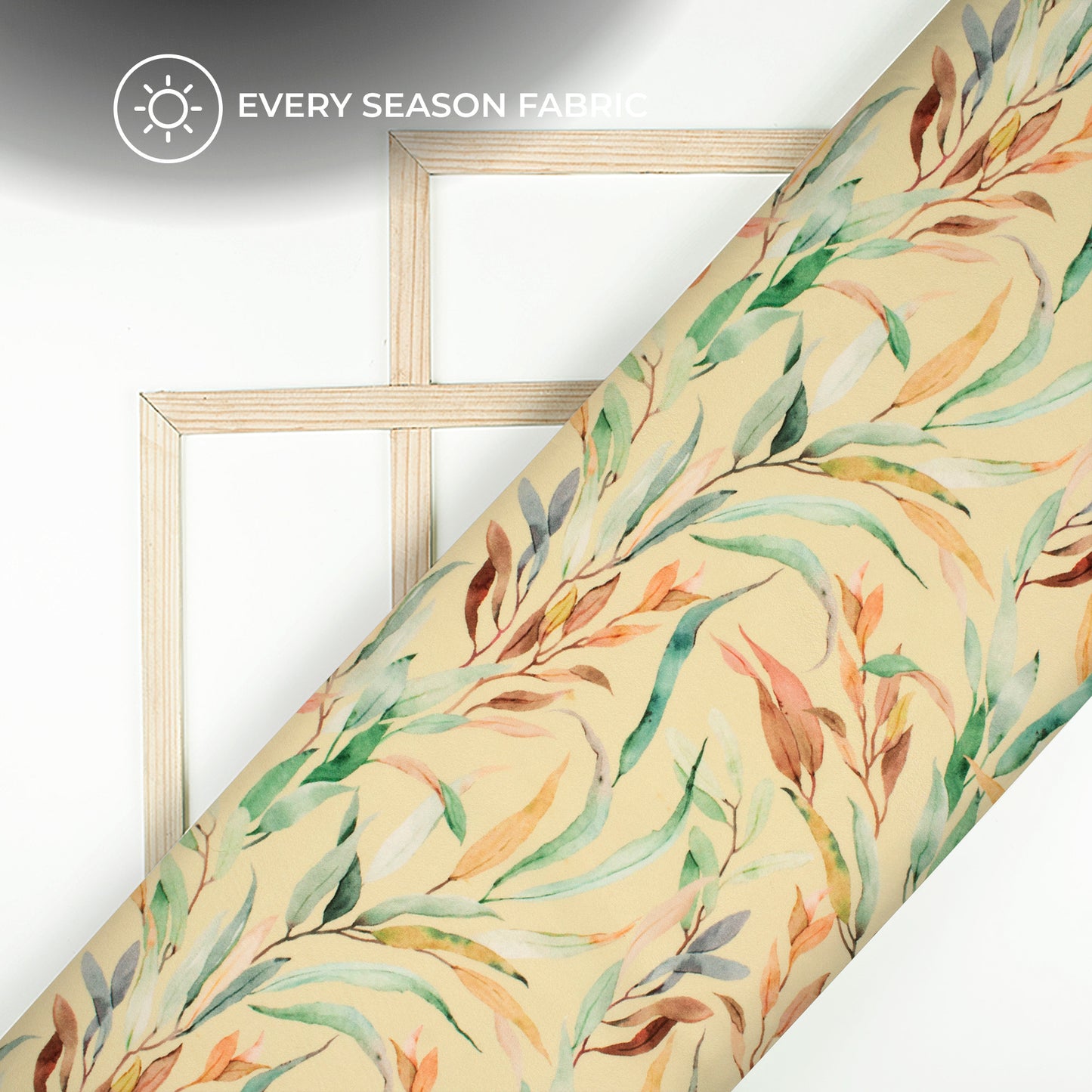 Pastel Yellow Leafage Digital Print BSY Crepe Fabric