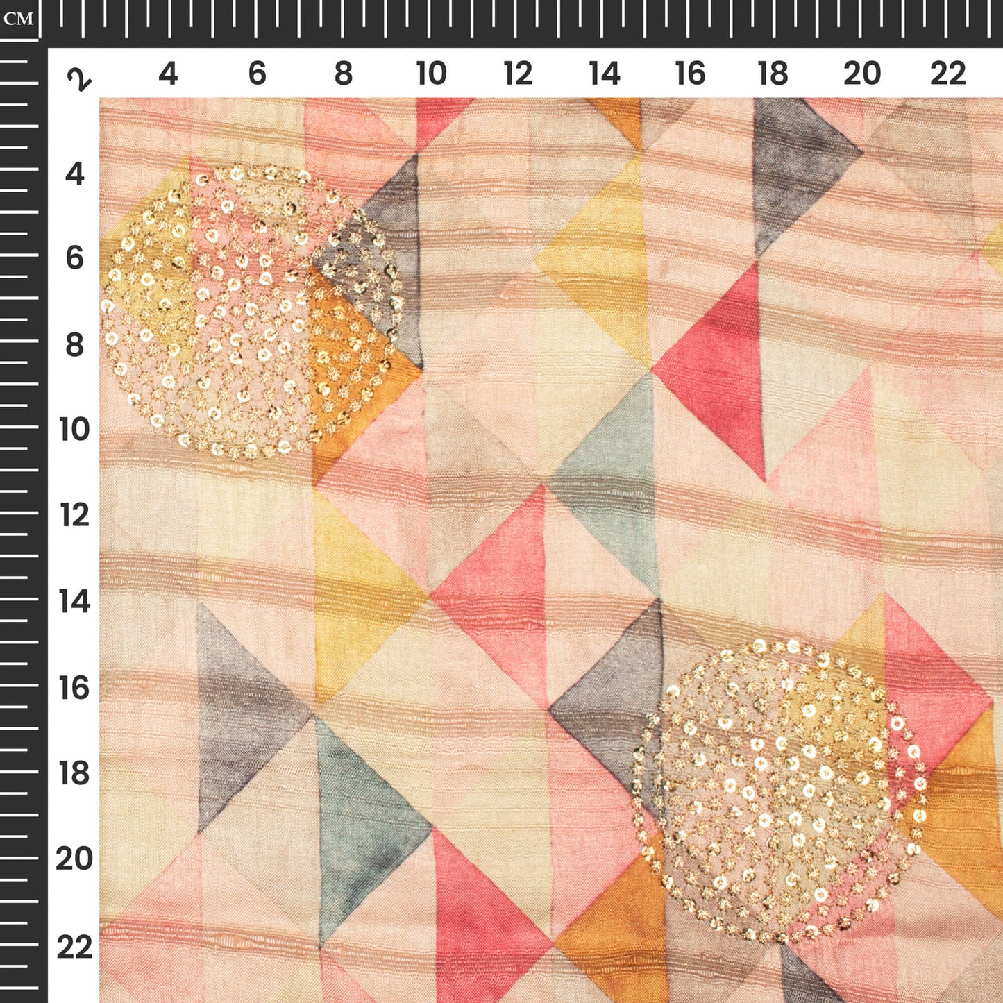 Stunning Abstract Digital Print Butta Sequins Embroidery On Heritage Art Silk Fabric