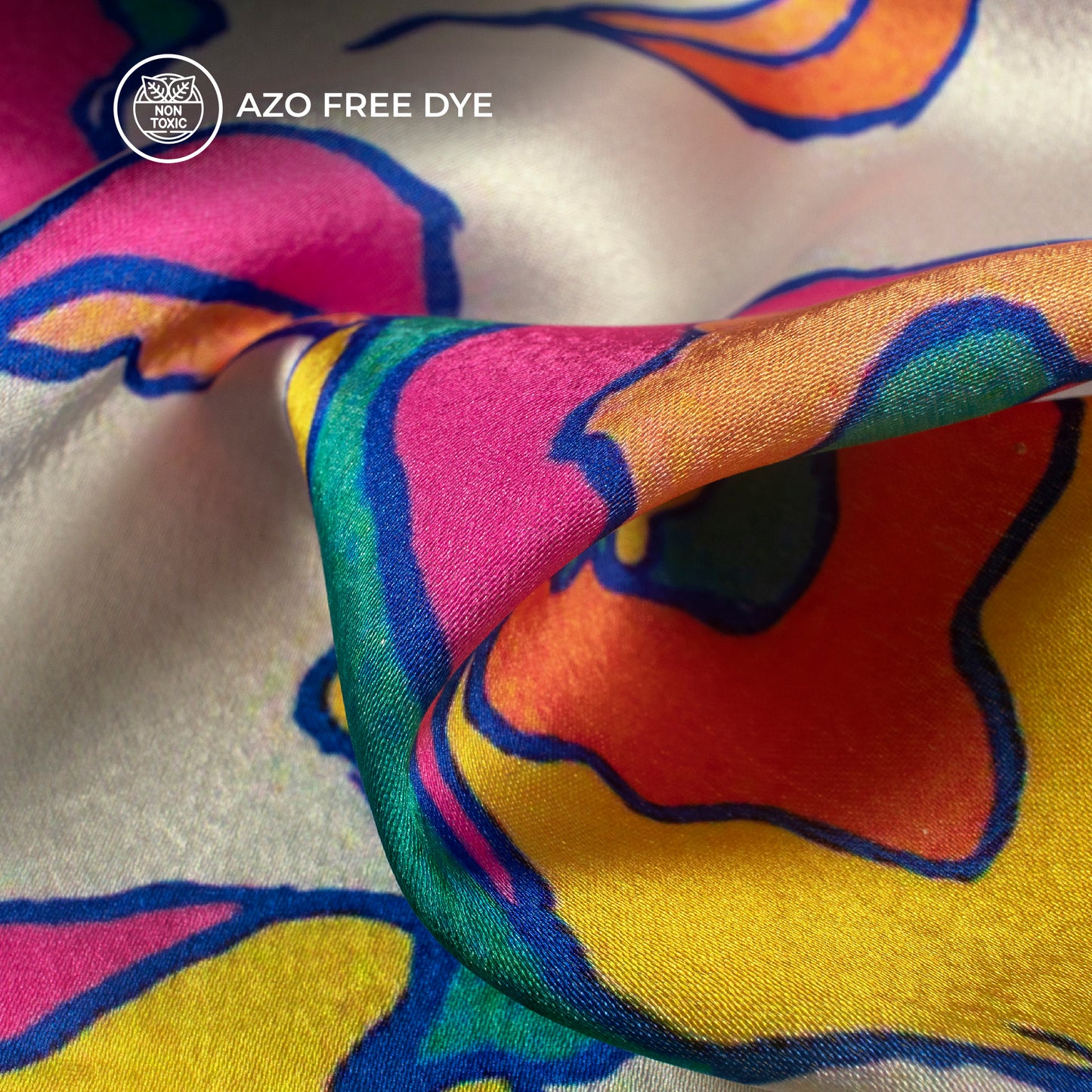 Multi-Color Geometric Floral Digital Print Japan Satin Fabric