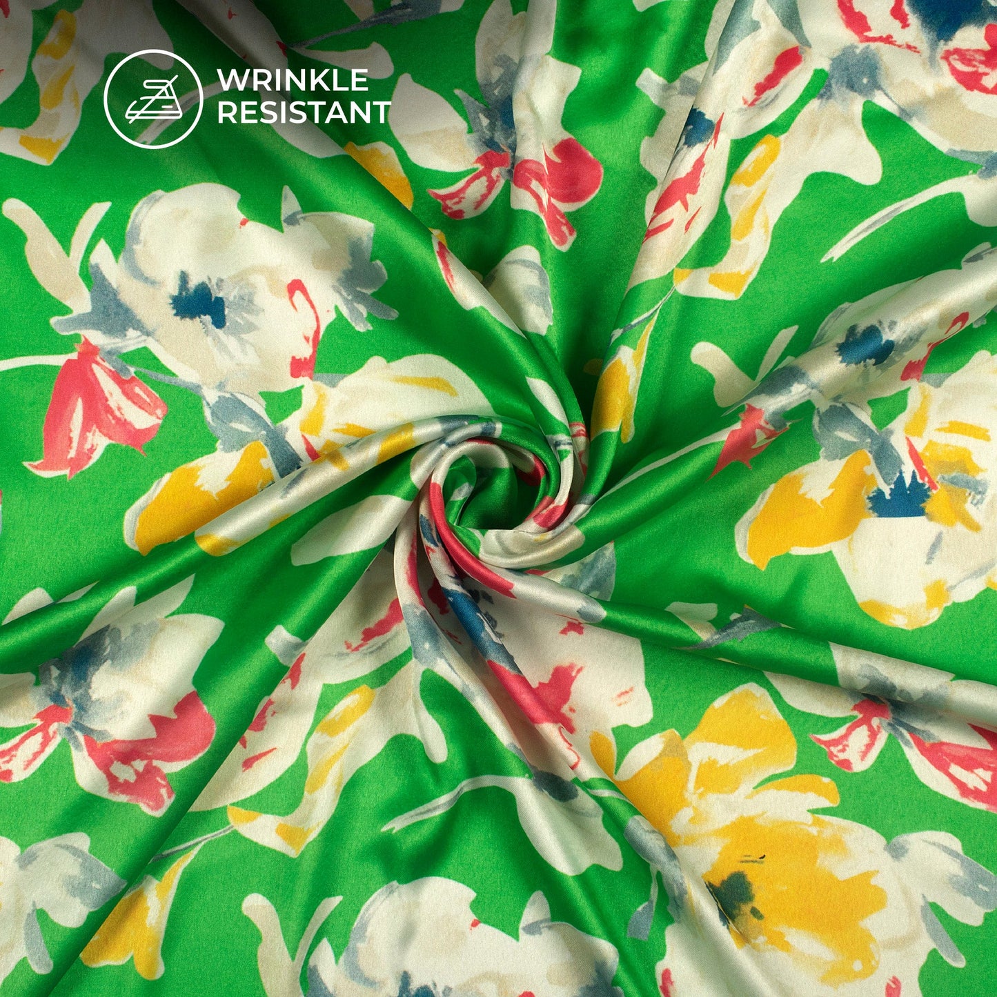 Vintage Floral Digital Print Japan Satin Fabric