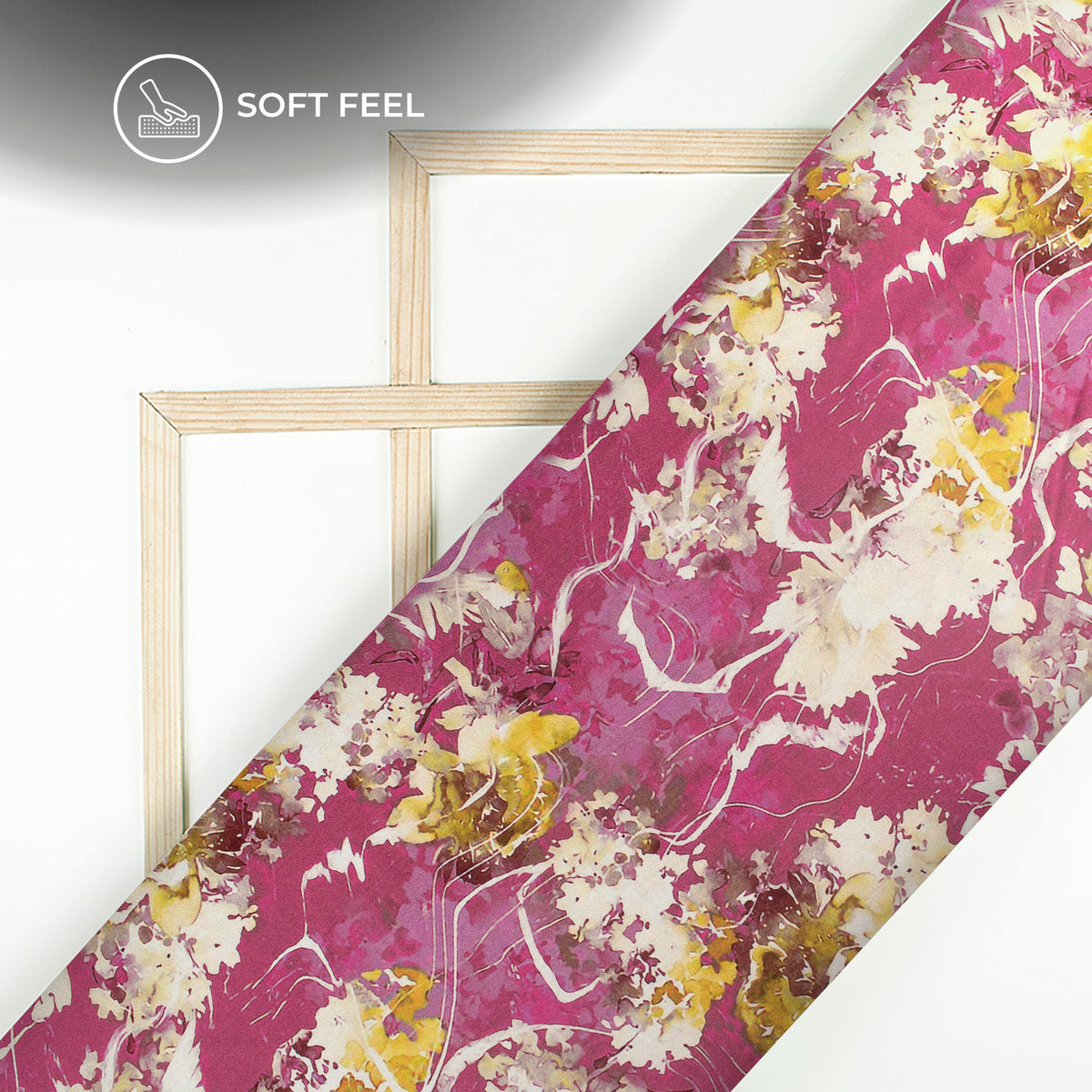 Beautiful Abstract Floral Digital Print Japan Satin Fabric