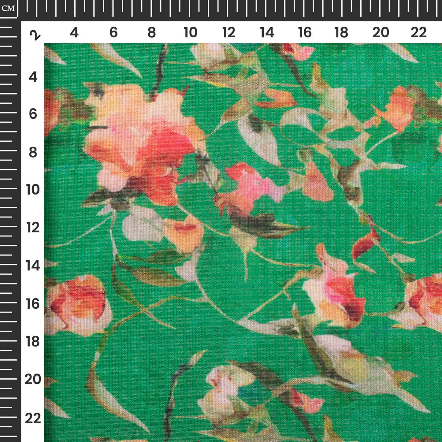 Trendy Green Leafage Digital Print Kota Doria Fabric