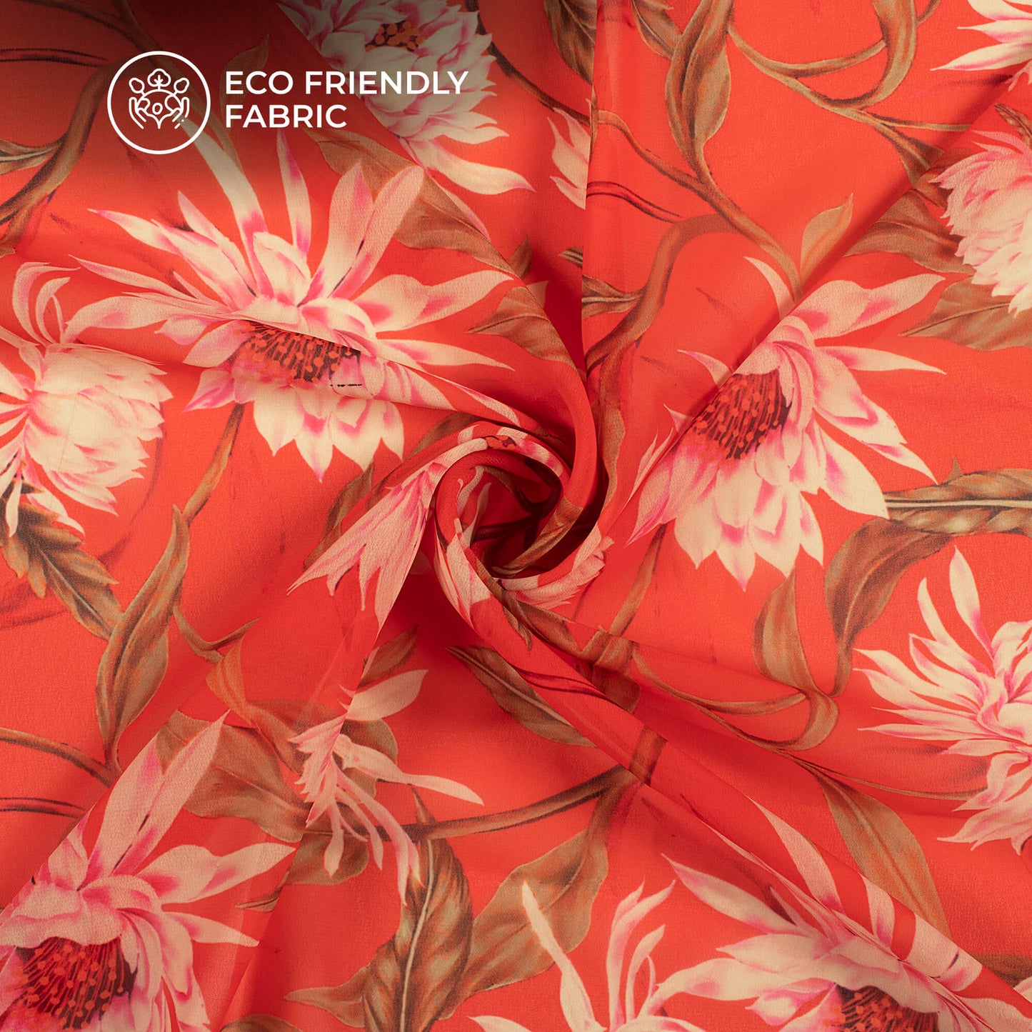 Attractive Pink Floral Digital Print Georgette Fabric
