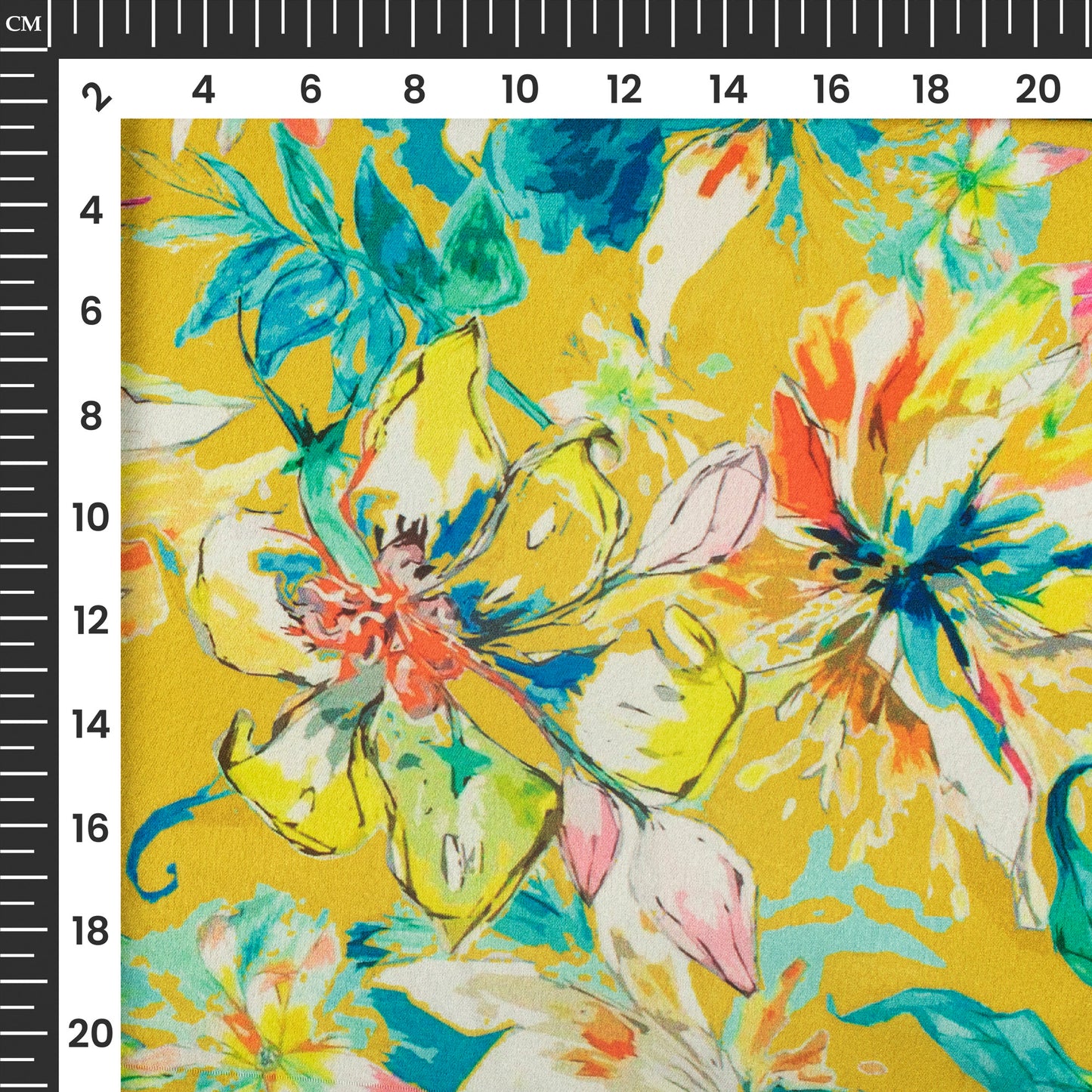 Bright Classic Floral Digital Print Japan Satin Fabric