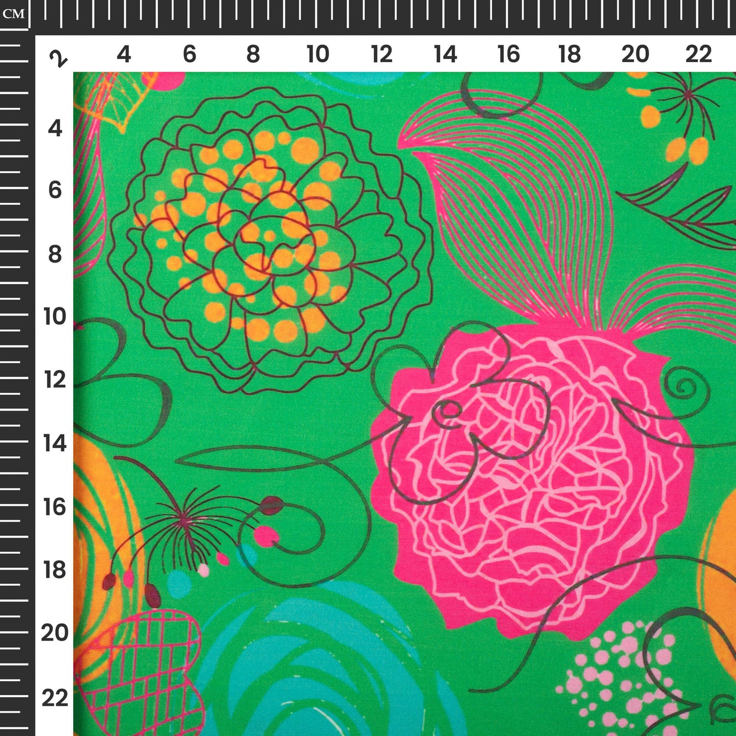 Stunning Quirky Floral Digital Print Muslin Fabric