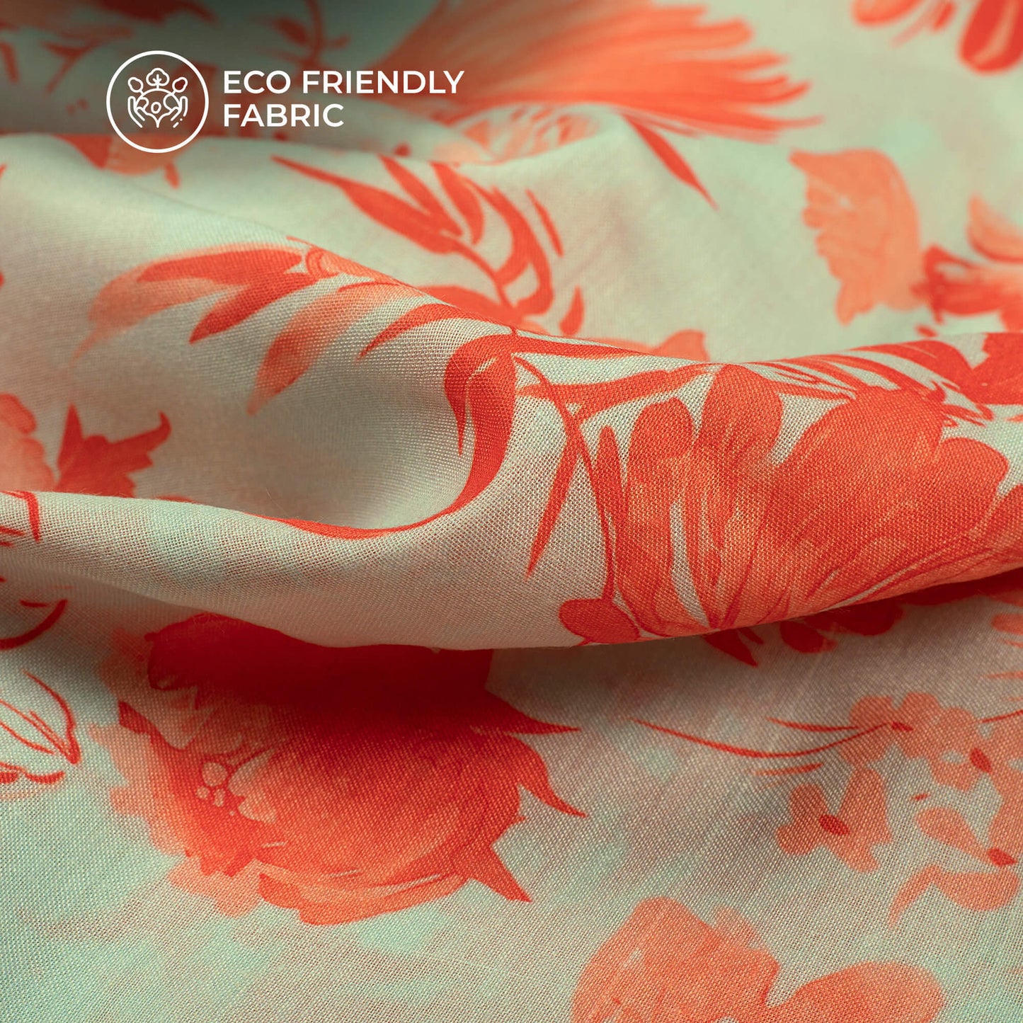 Pretty Peach Floral Digital Print Poly Cambric Fabric