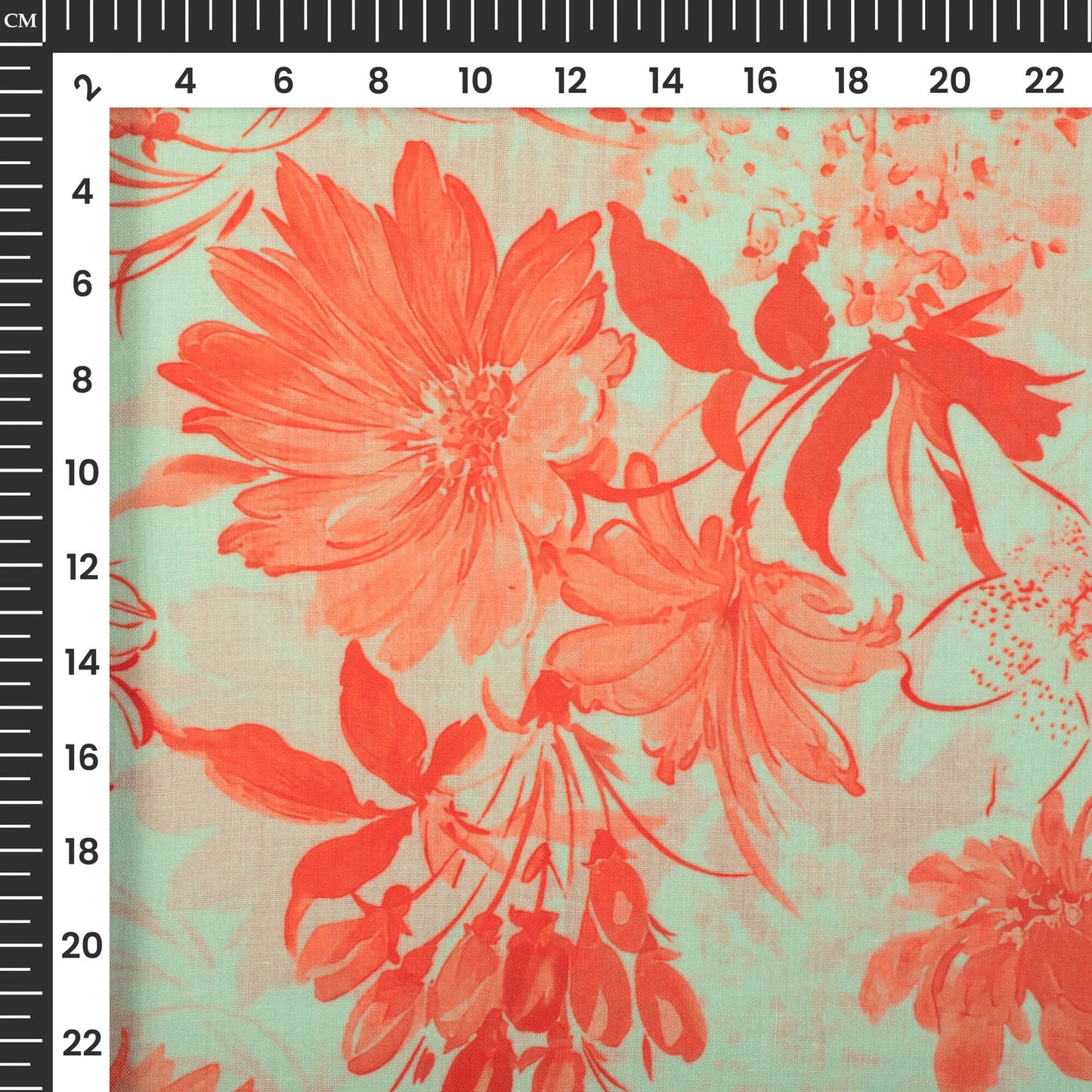 Pretty Peach Floral Digital Print Poly Cambric Fabric