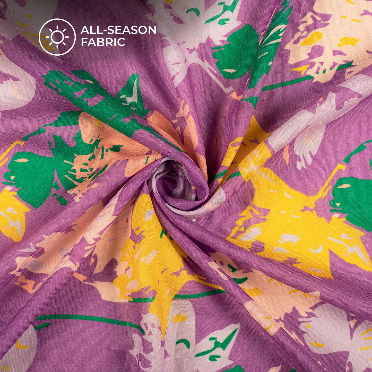 Abstract Floral Digital Print Poly Cambric Fabric