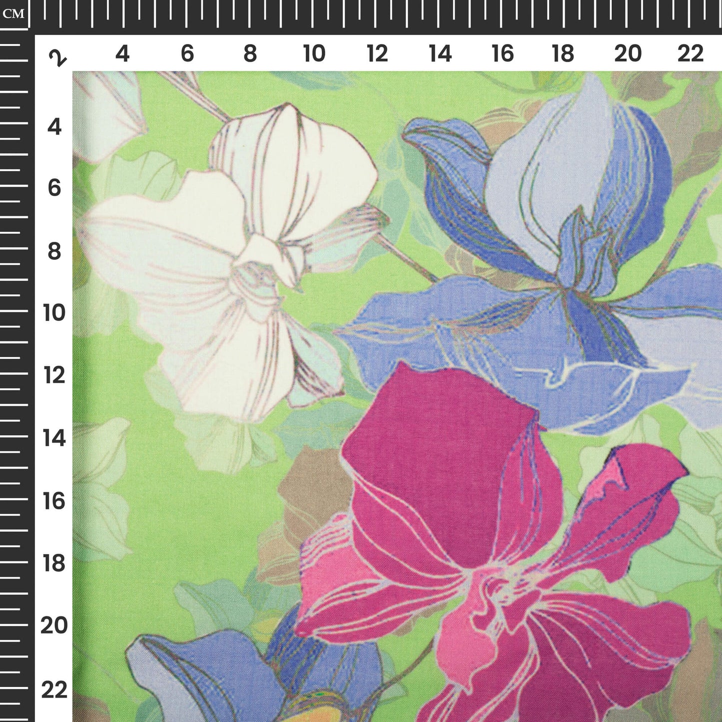 Stylish Green Floral Digital Print Poly Cambric Fabric