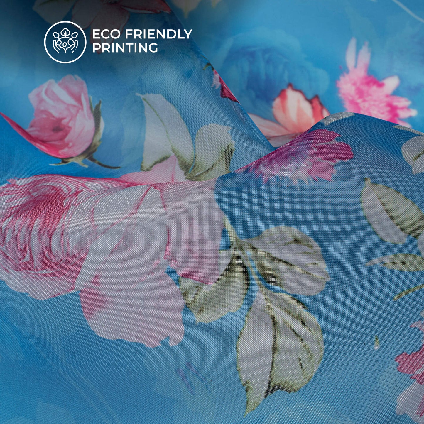 Gorgeous Floral Digital Print Organza Satin Fabric