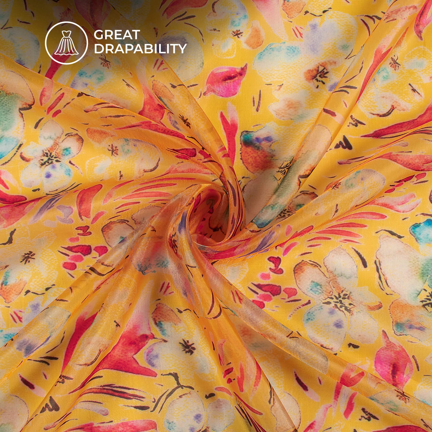 Remarkable Floral Digital Print Organza Satin Fabric