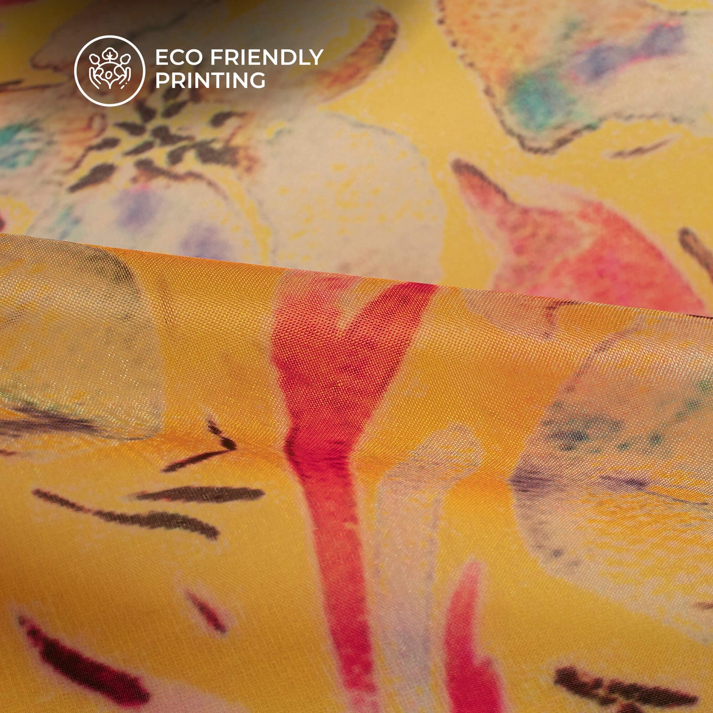 Remarkable Floral Digital Print Organza Satin Fabric