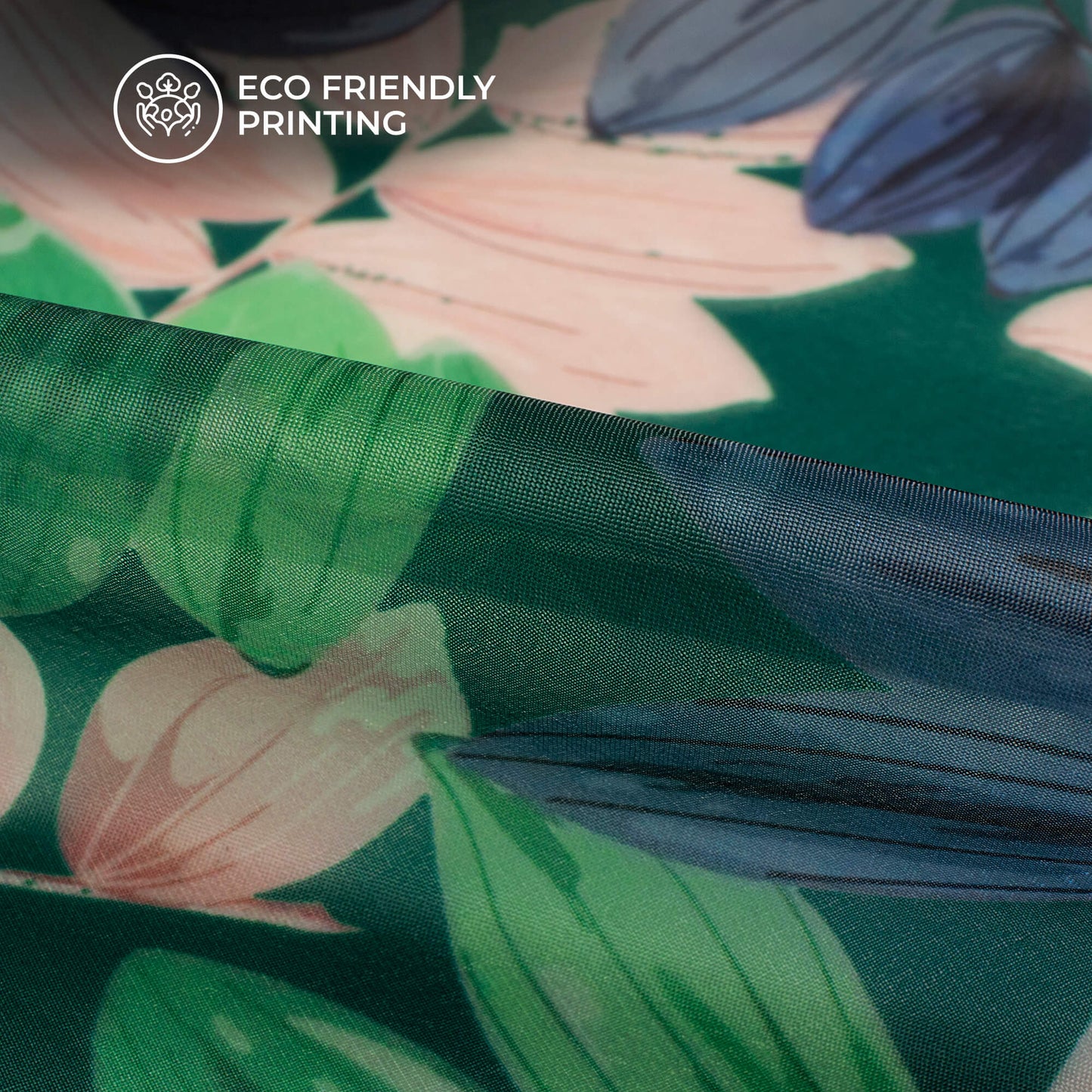 Seemly Leafage Digital Print Organza Satin Fabric
