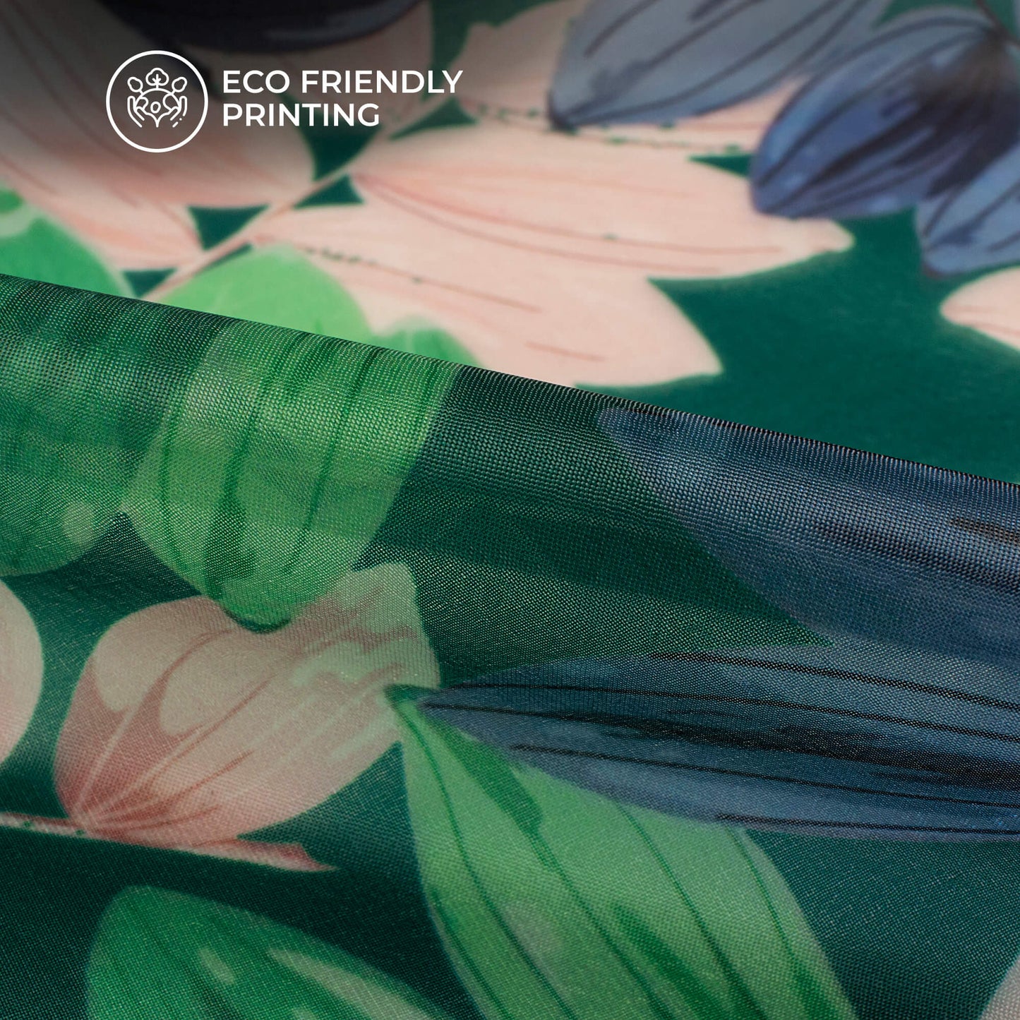 Seemly Leafage Digital Print Premium Liquid Organza Fabric