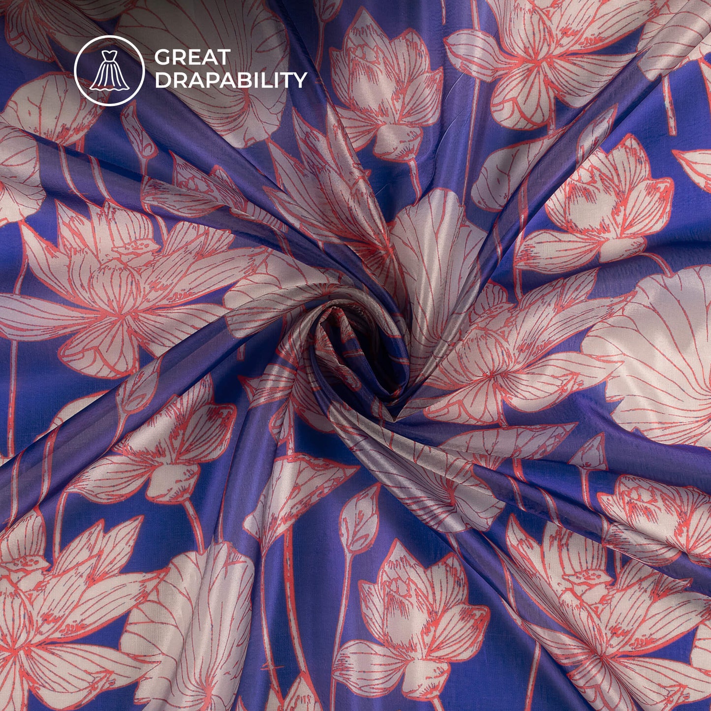 Exclusive Floral Digital Print Organza Satin Fabric