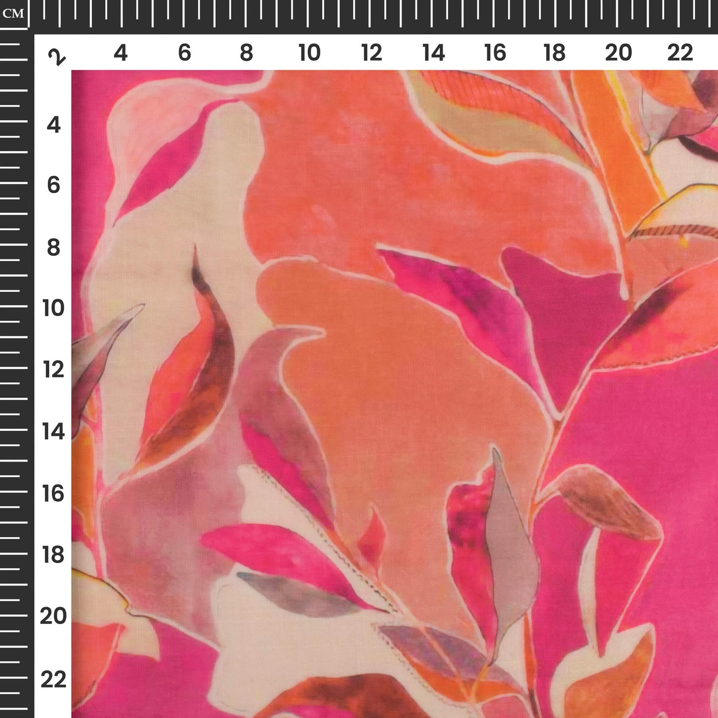Beautiful Pink Leafage Digital Print Organza Satin Fabric