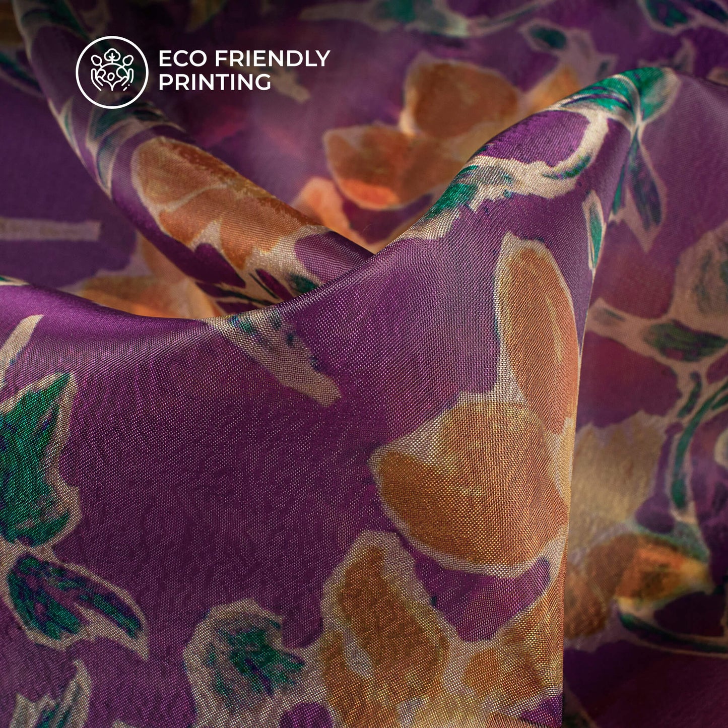 Classic Floral Digital Print Organza Satin Fabric