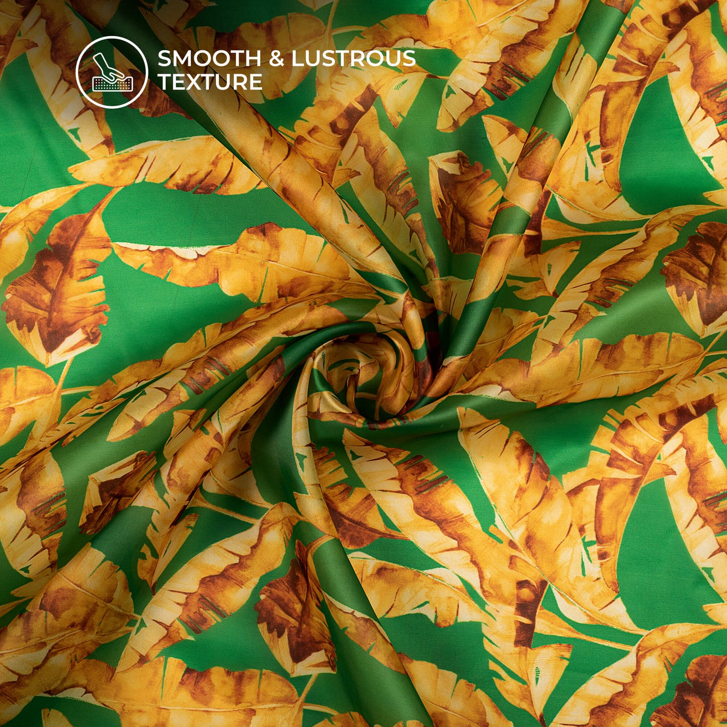 Stunning Leafage Digital Print Organza Satin Fabric
