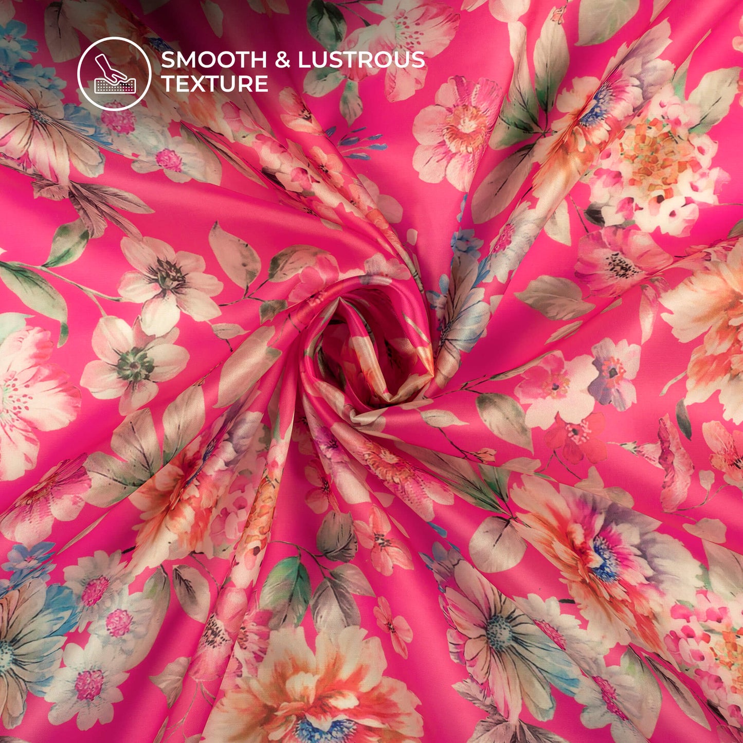 Beautiful Floral Digital Print Organza Satin Fabric