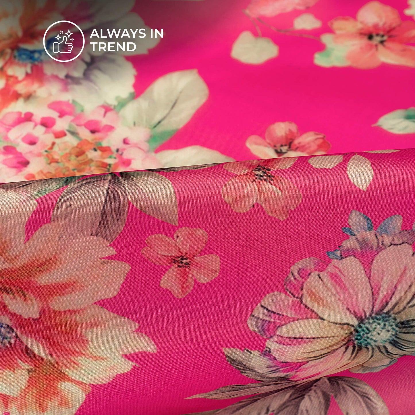 Beautiful Floral Digital Print Organza Satin Fabric