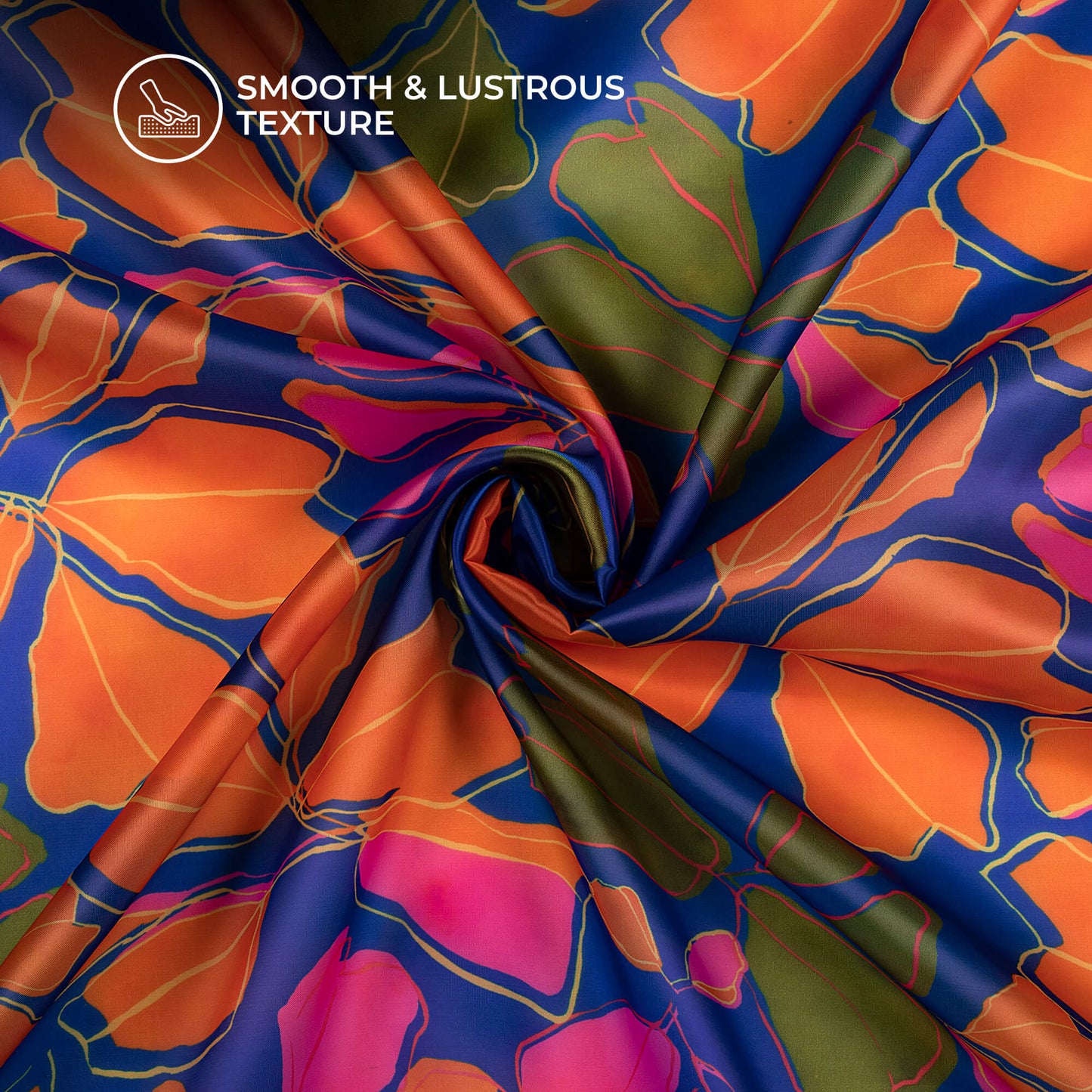 Trendy Geometric Leaf Digital Print Organza Satin Fabric