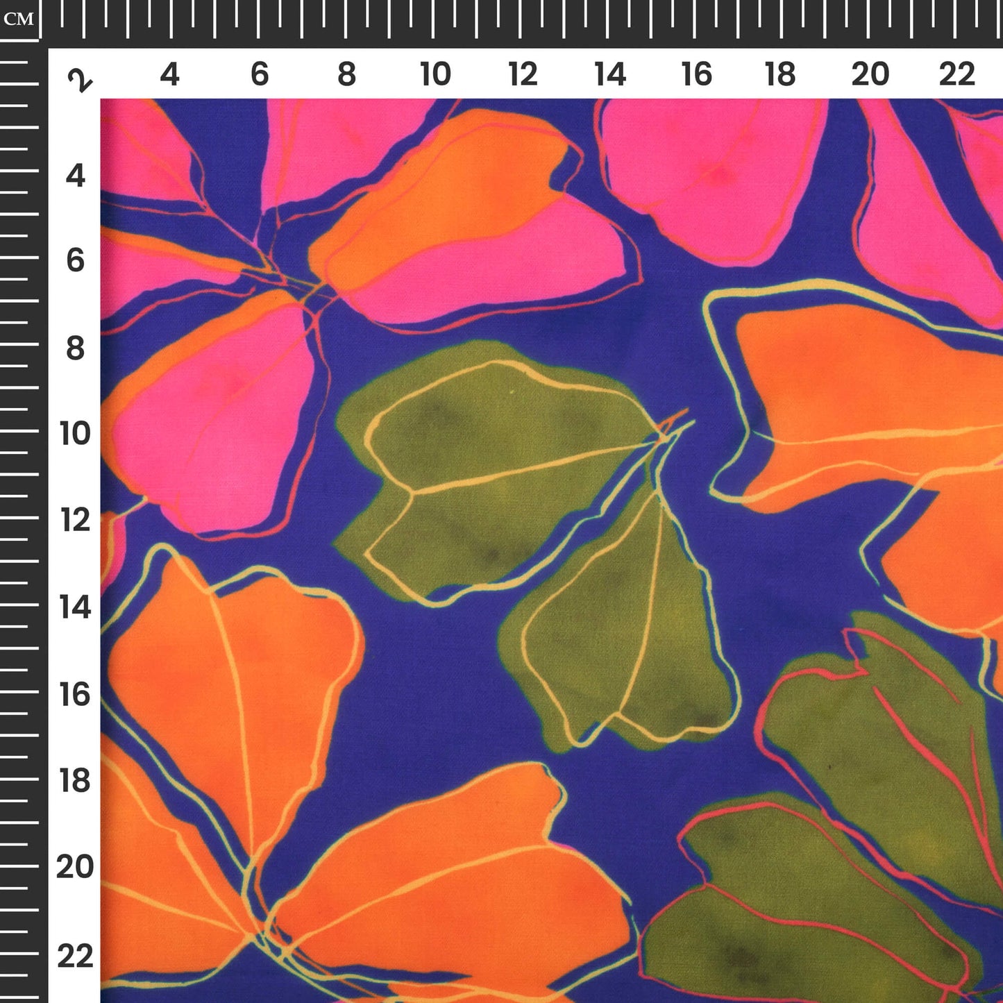 Trendy Geometric Leaf Digital Print Organza Satin Fabric