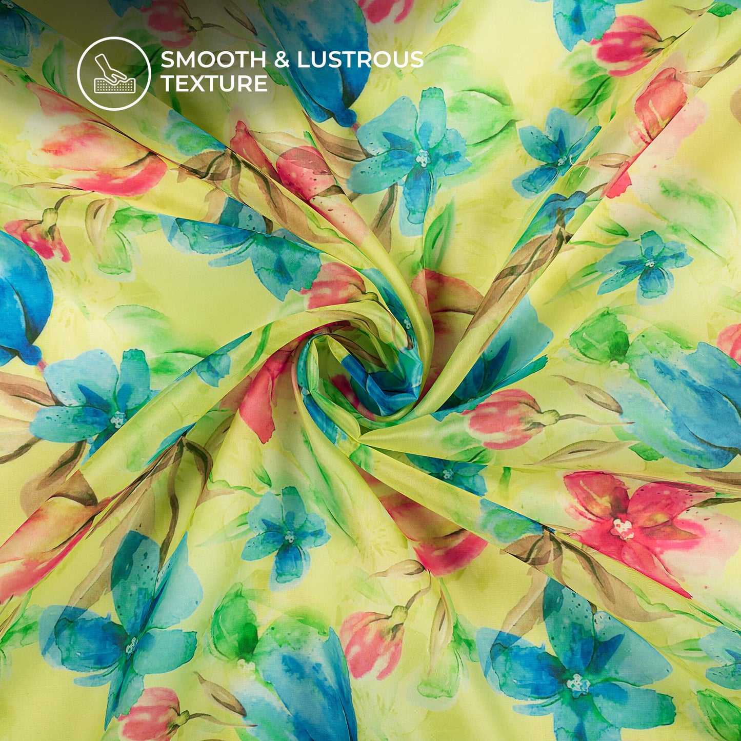 Smart Floral Digital Print Organza Satin Fabric