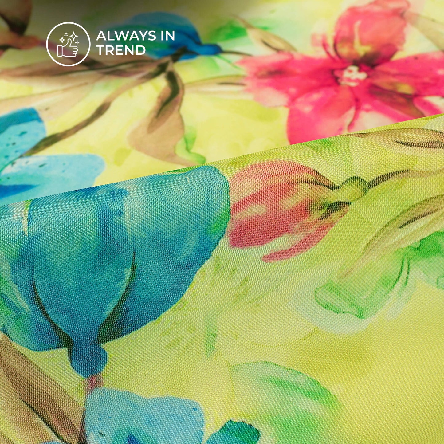 Smart Floral Digital Print Organza Satin Fabric