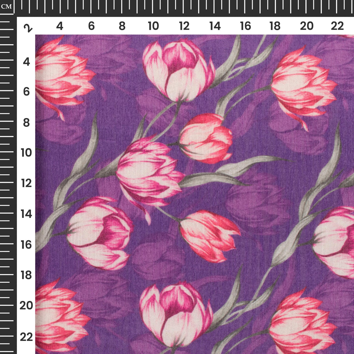 Beautiful Tulip Floral Digital Print Poly Chinnon Chiffon Fabric