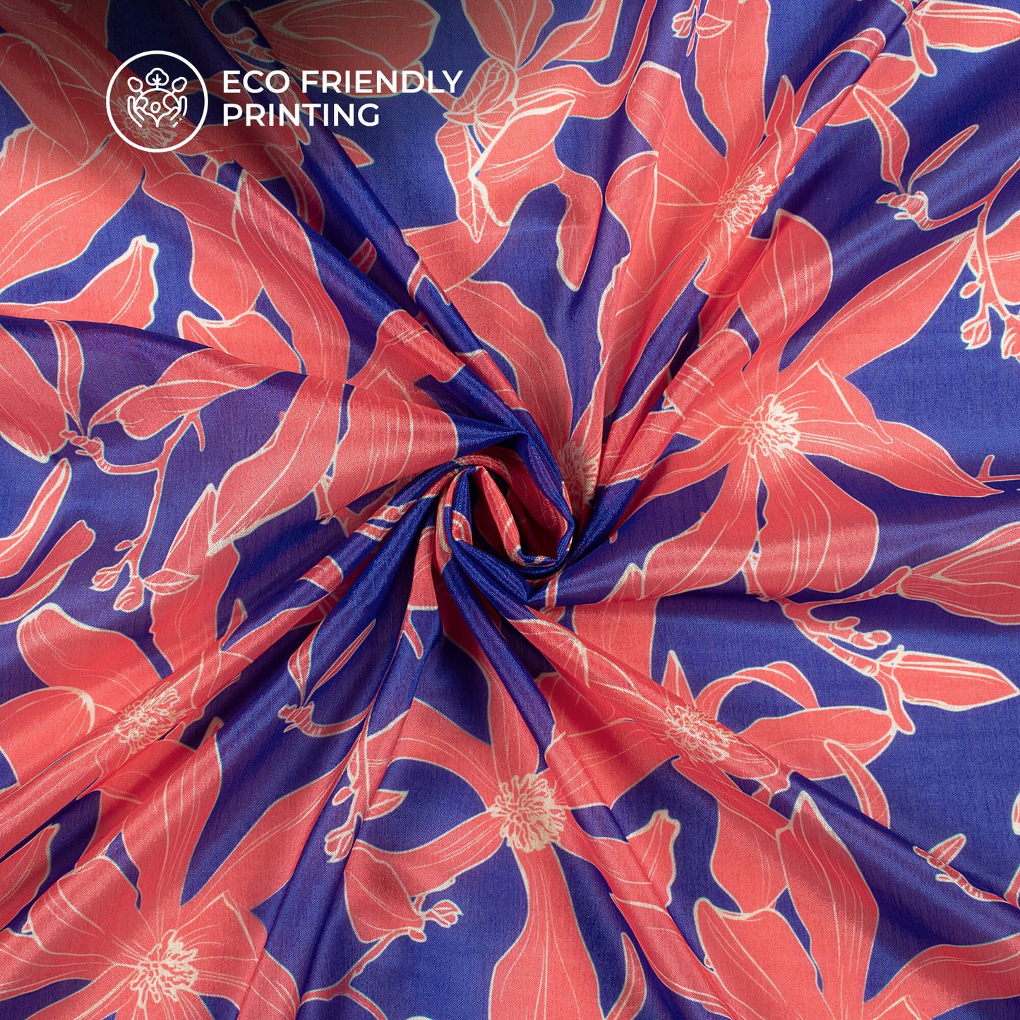 Stylish Hibiscus Floral Digital Print Poly Chinnon Chiffon Fabric