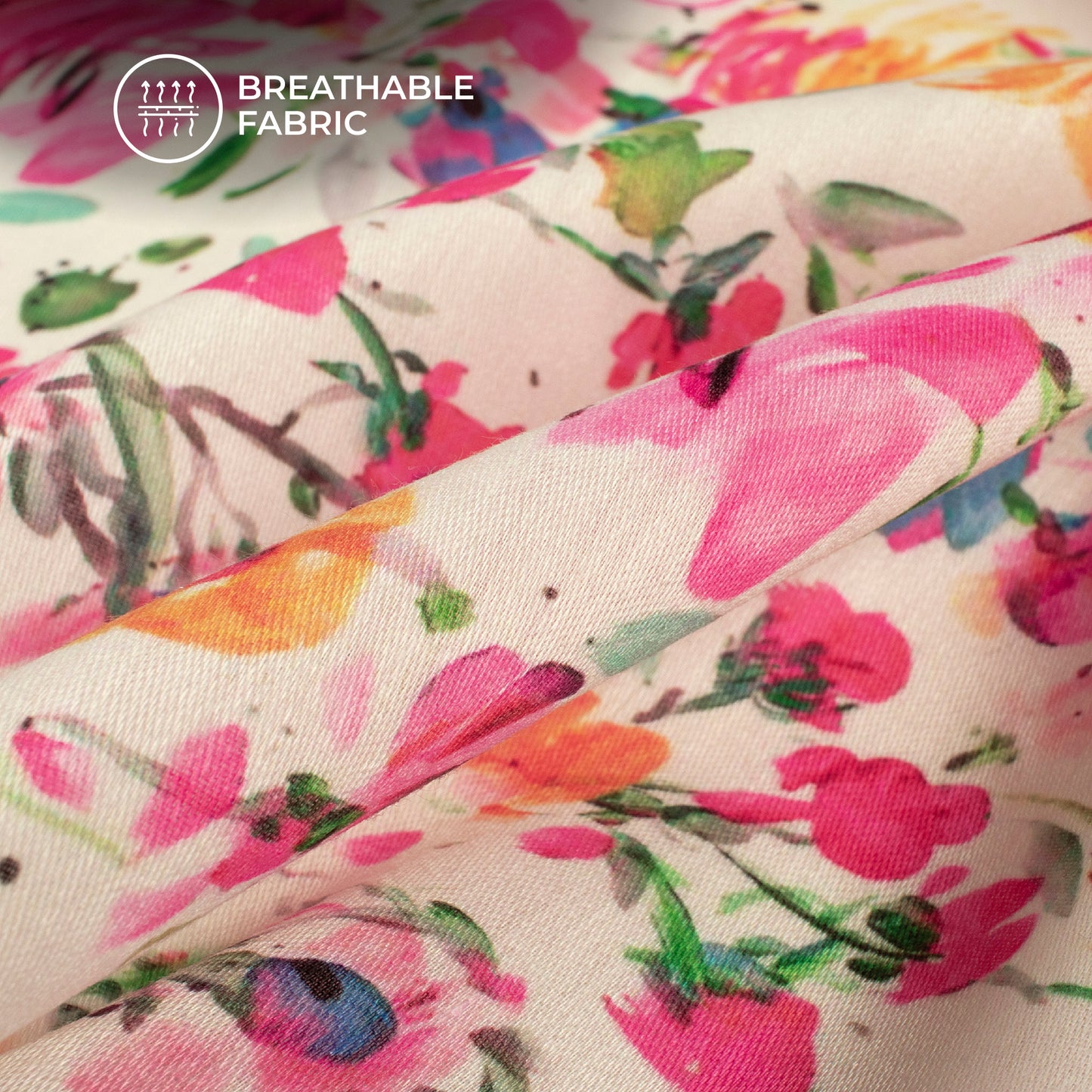 Beautiful Floral Digital Print Poly Glazed Cotton Fabric