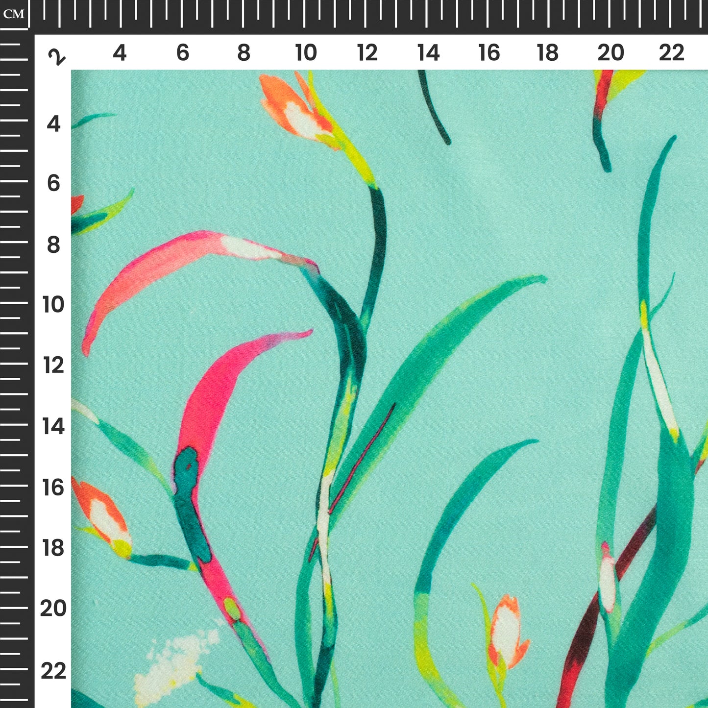 Sea Green Leaf Digital Print Poly Glazed Cotton Fabric