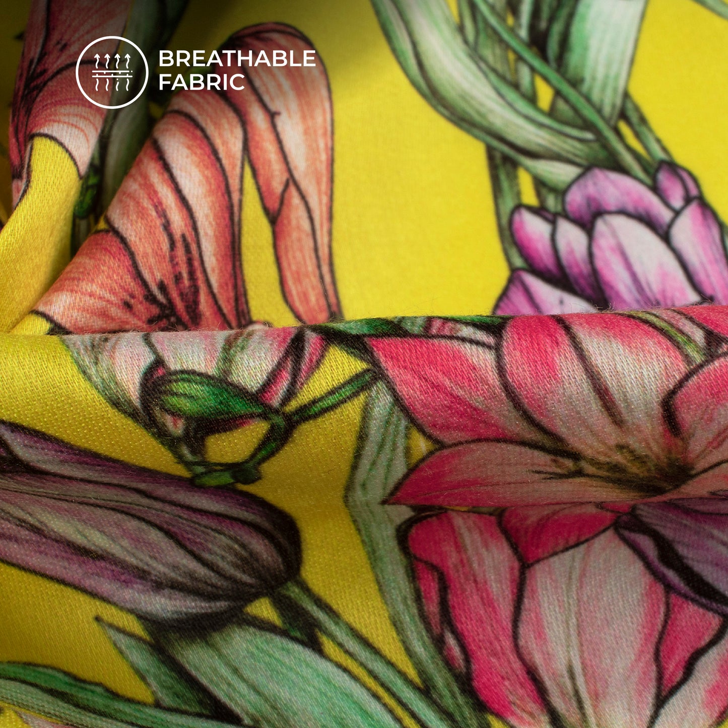 Vintage Floral Digital Print Poly Glazed Cotton Fabric
