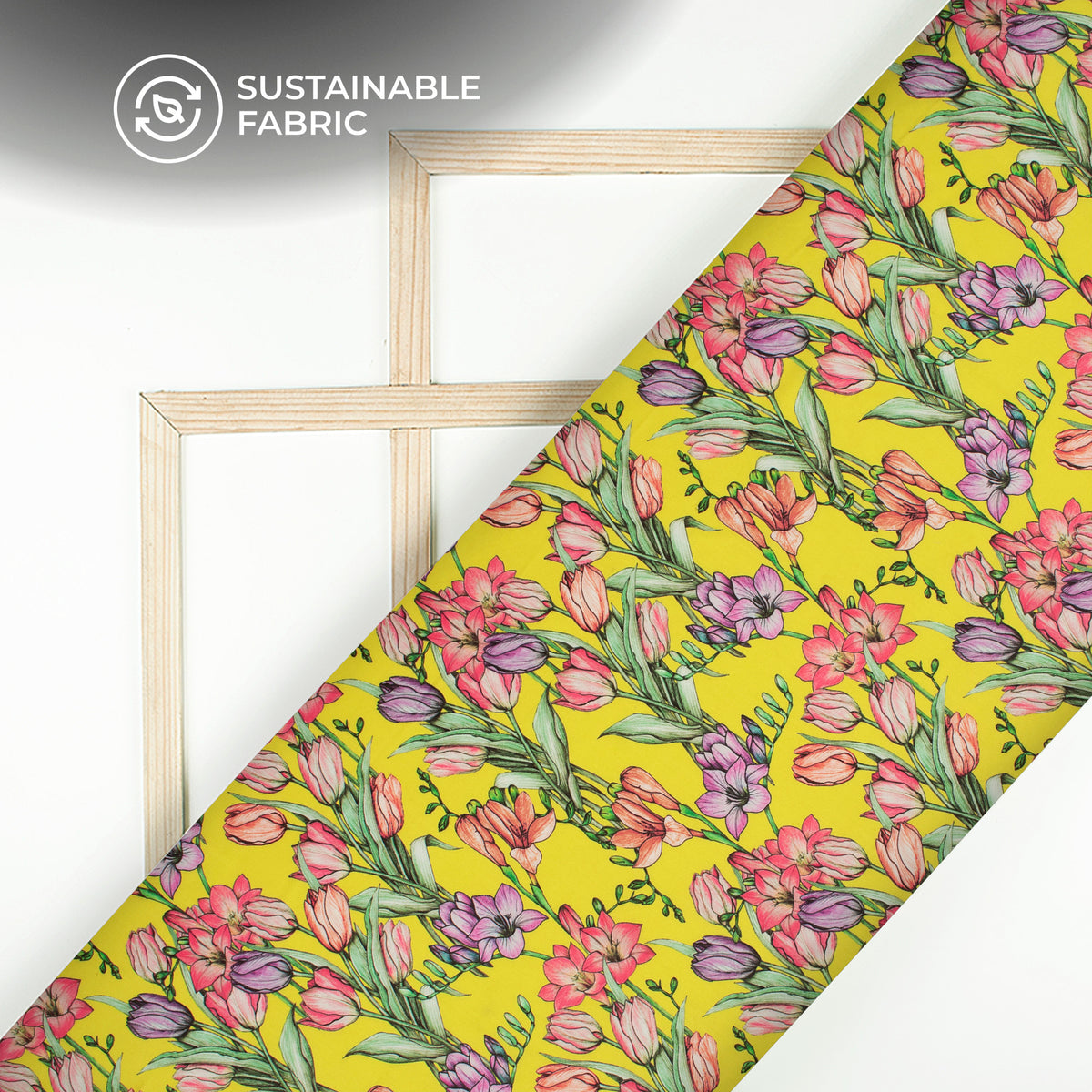 Vintage Floral Digital Print Poly Glazed Cotton Fabric