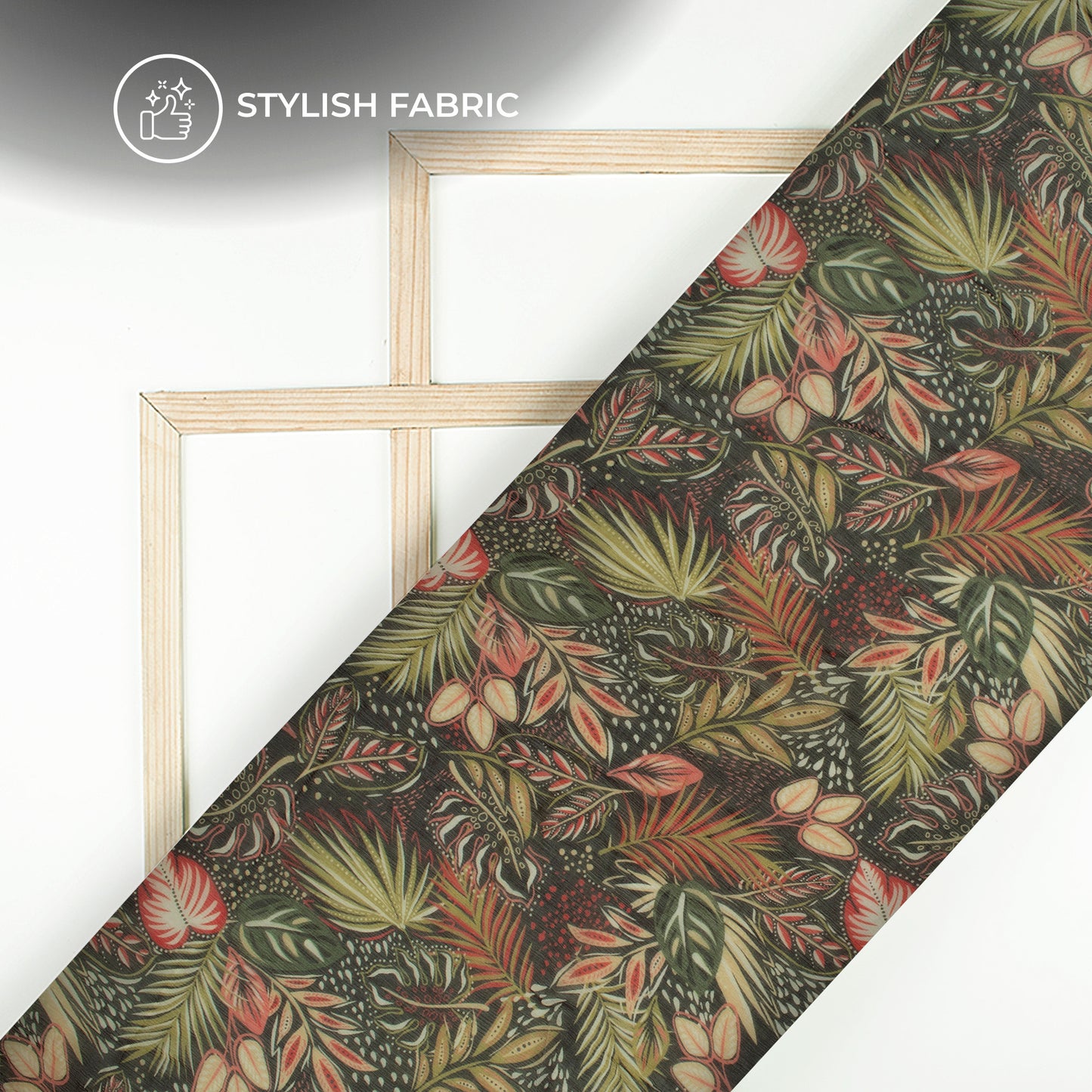 Trendy Leafage Digital Print Bemberg Chiffon Fabric