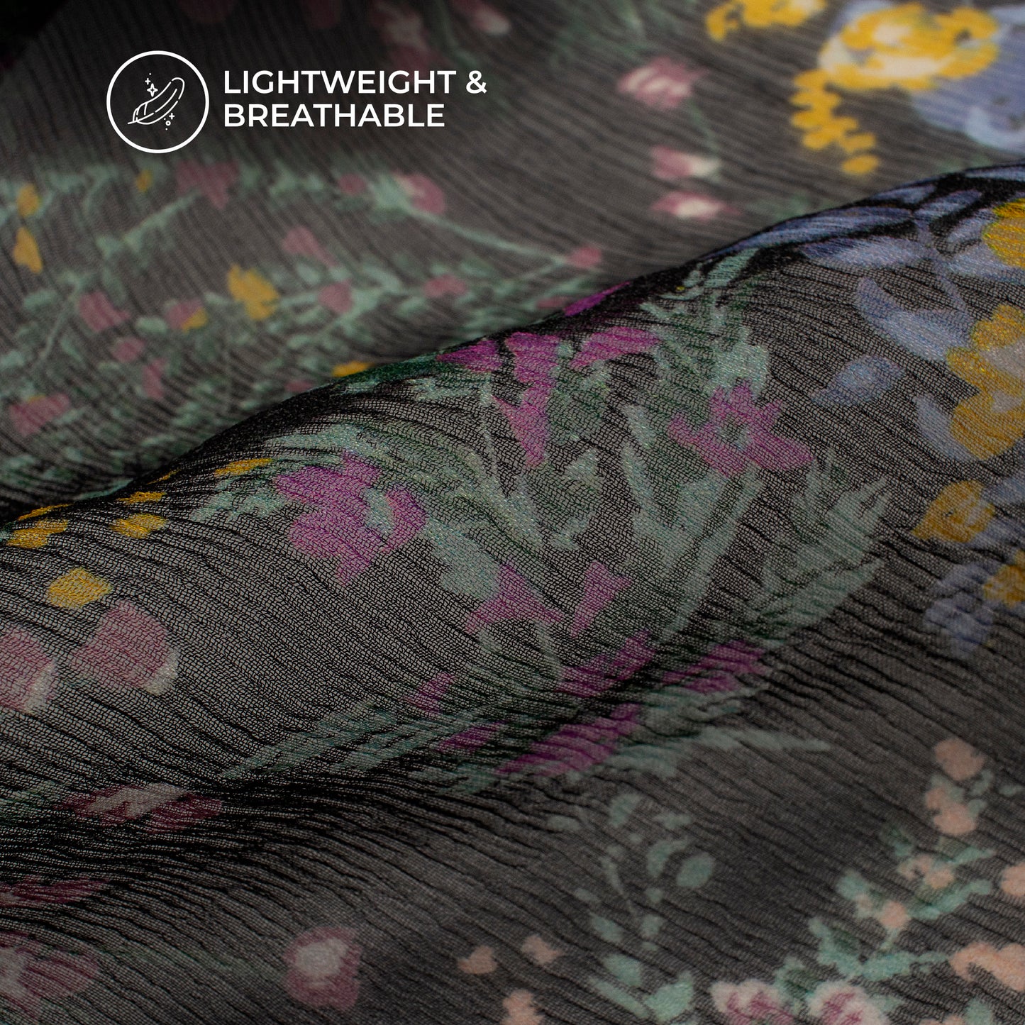Stunning Botenical Floral Digital Print Bemberg Chiffon Fabric