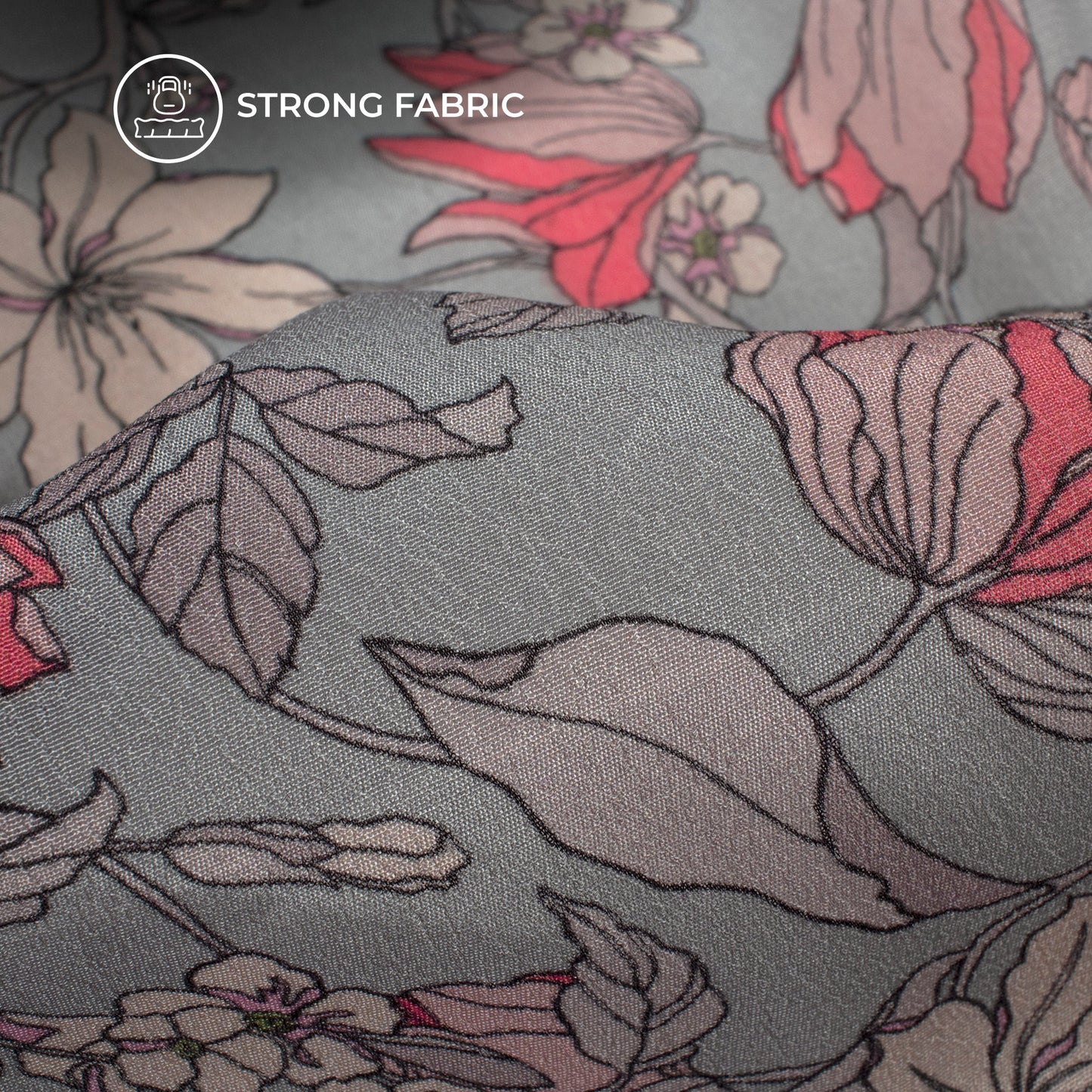 Classy Floral Digital Print Viscose Natural Crepe Fabric