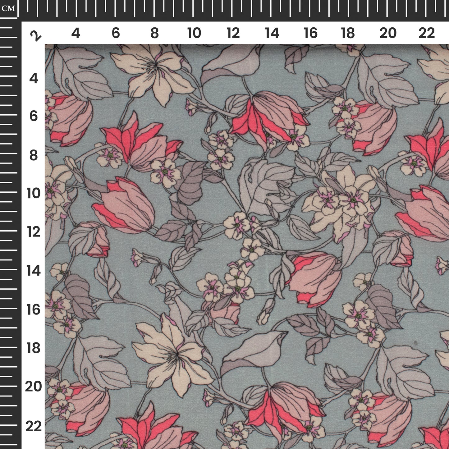 Classy Floral Digital Print Viscose Natural Crepe Fabric