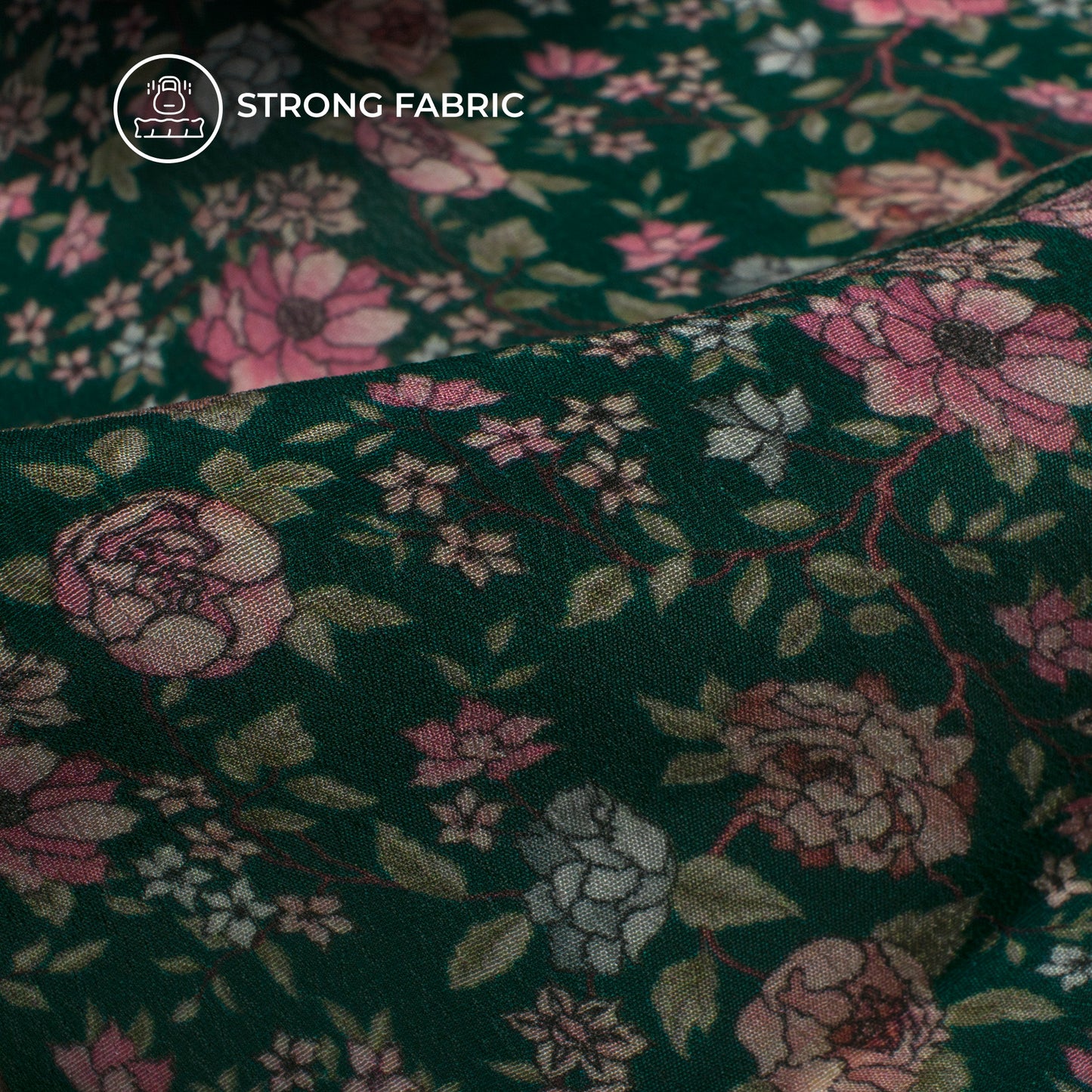 Beautiful Pink Floral Digital Print Viscose Natural Crepe Fabric