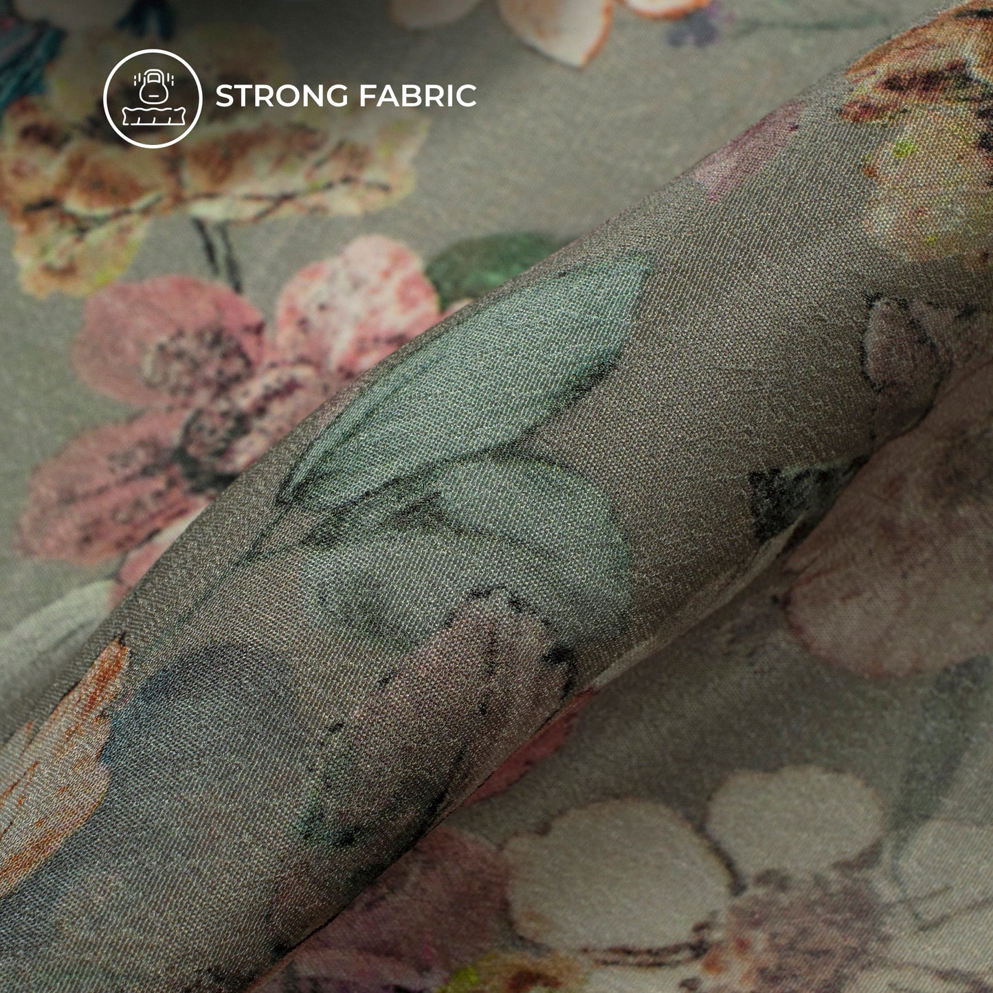 Pleasing Floral Digital Print Viscose Natural Crepe Fabric