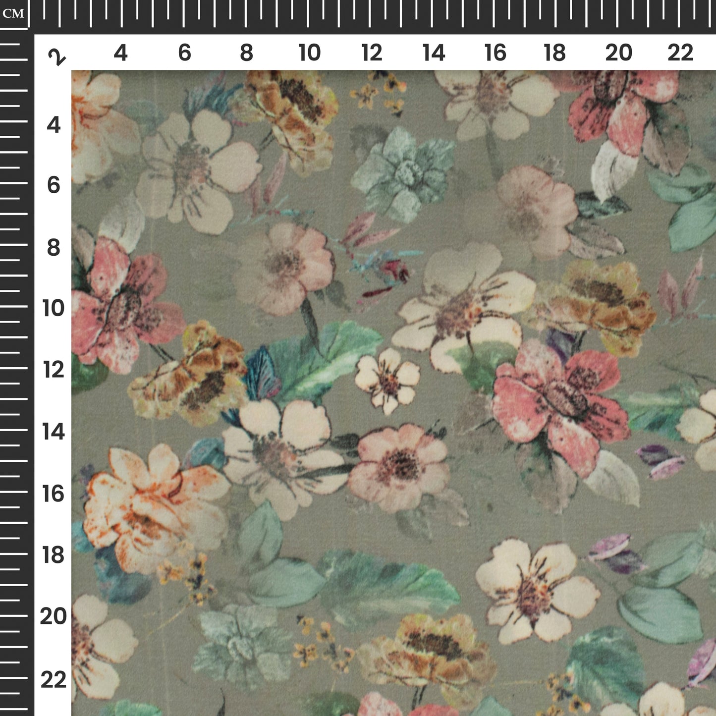 Pleasing Floral Digital Print Viscose Natural Crepe Fabric