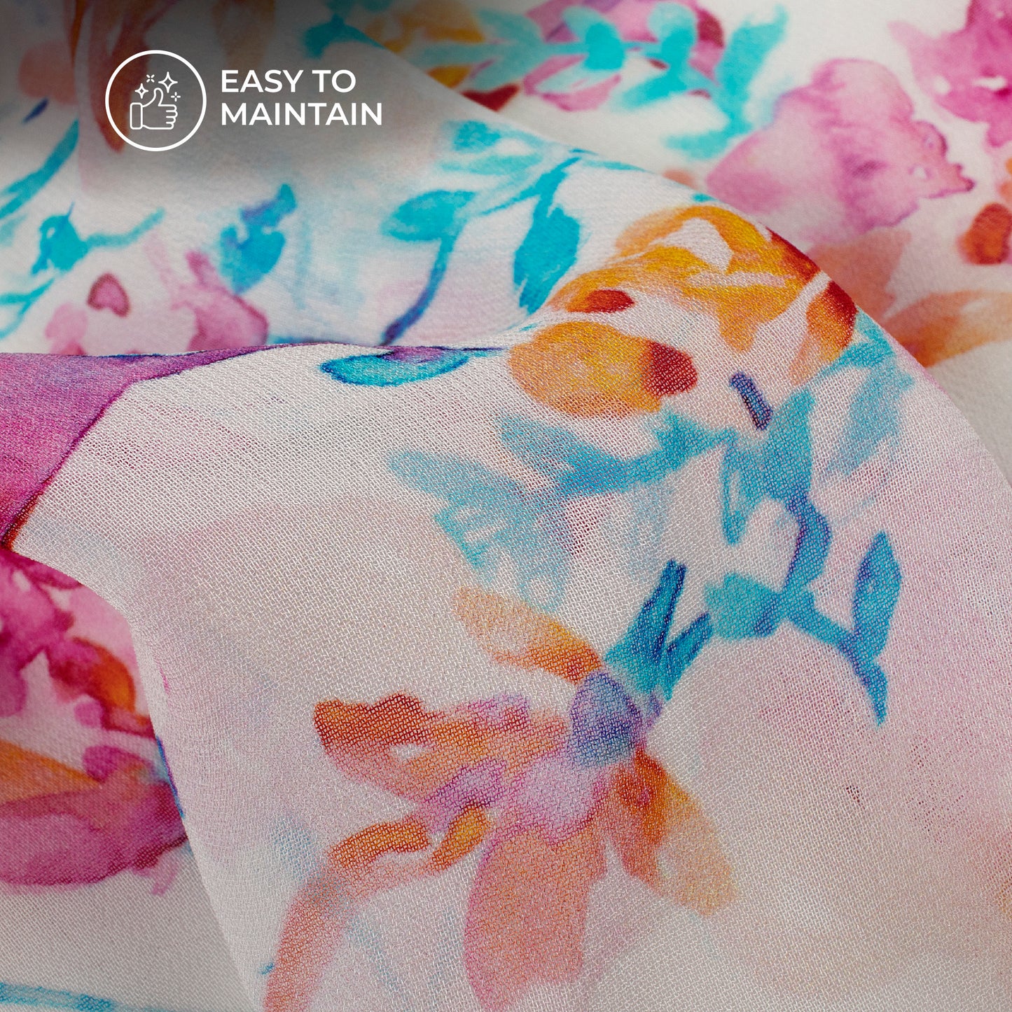 Gorgeous Pink Floral Digital Print Pure Georgette Fabric