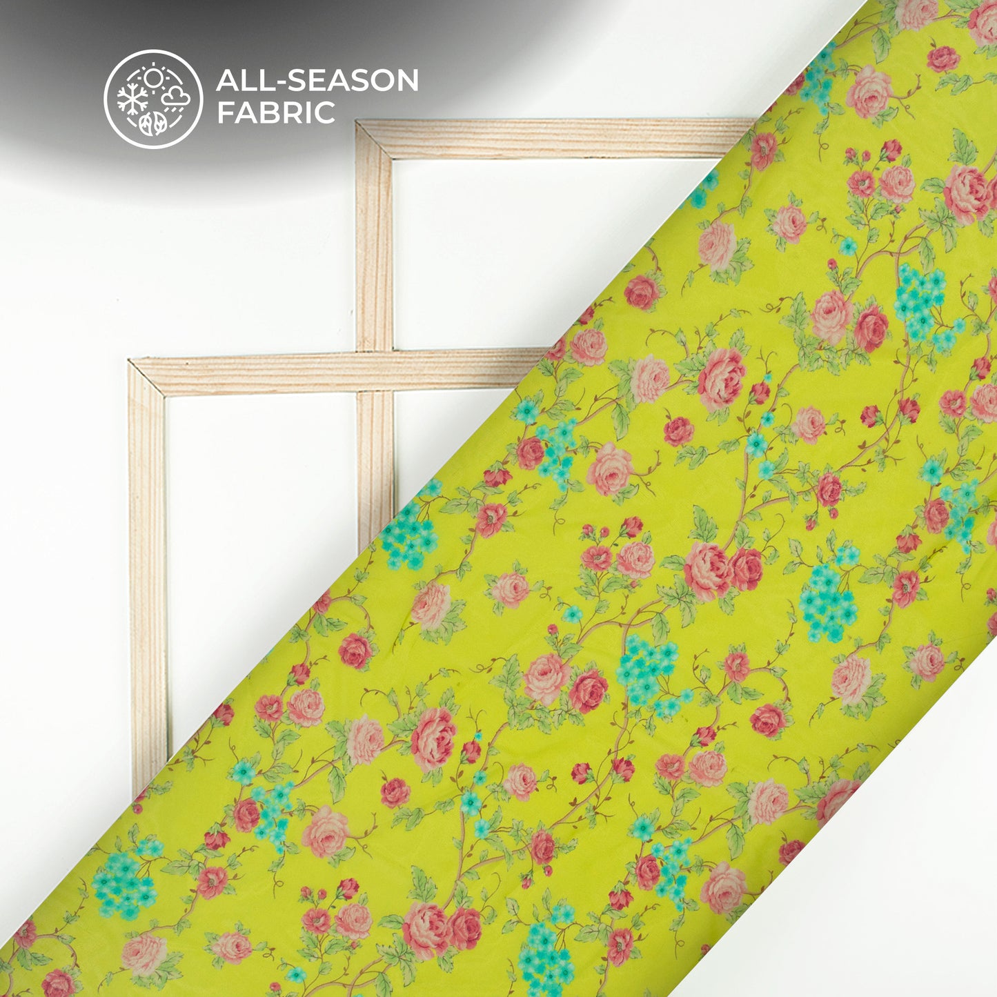 Pear Green And Peach Floral Digital Print Pure Georgette Fabric