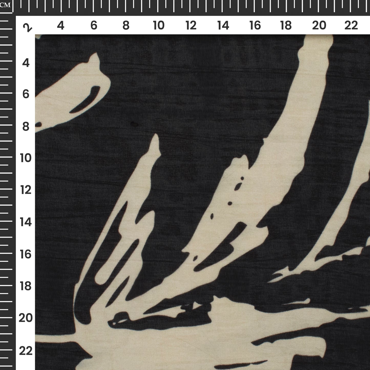Black Leafage Digital Print Pure Organza Fabric