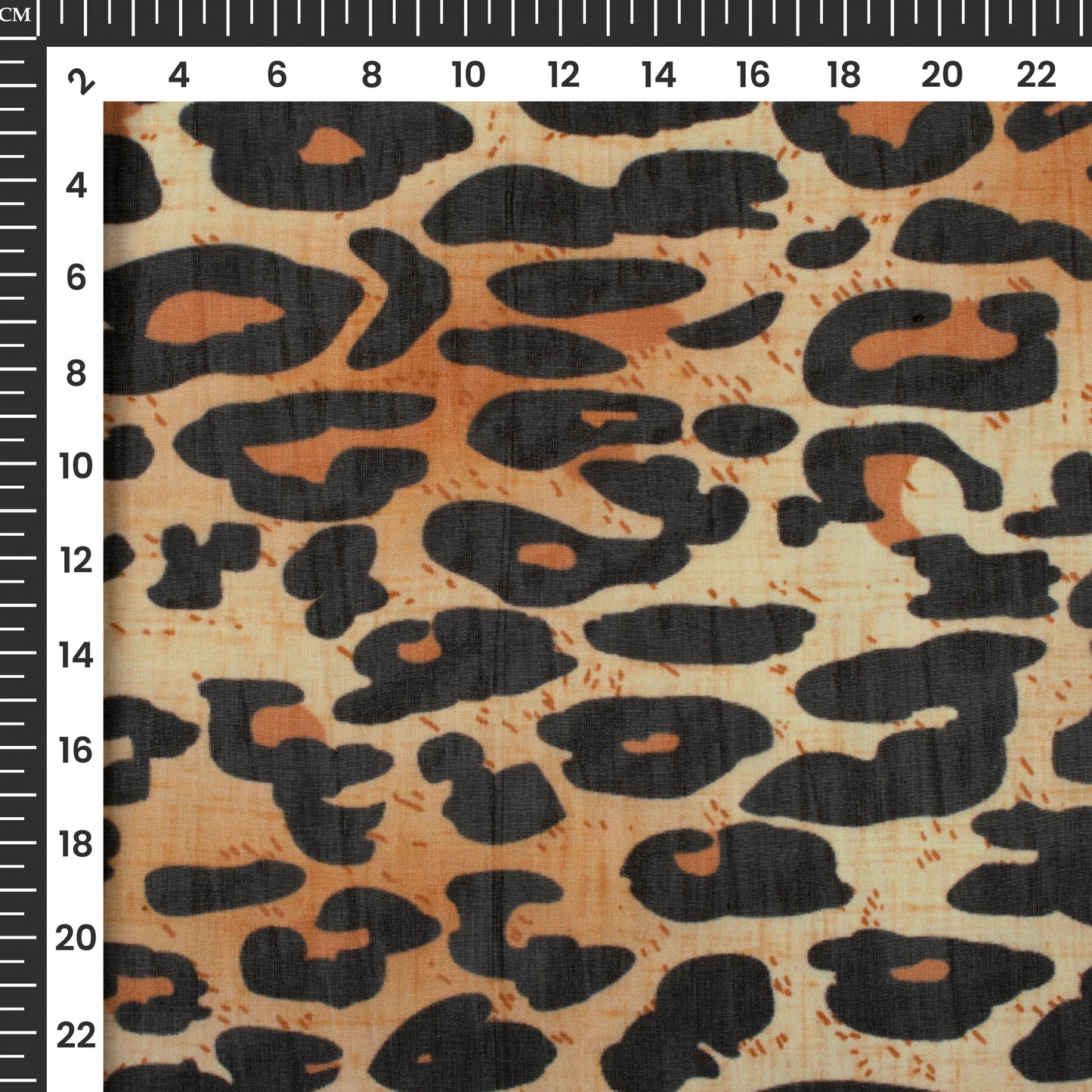 Black And Beige Animal Digital Print Pure Organza Fabric