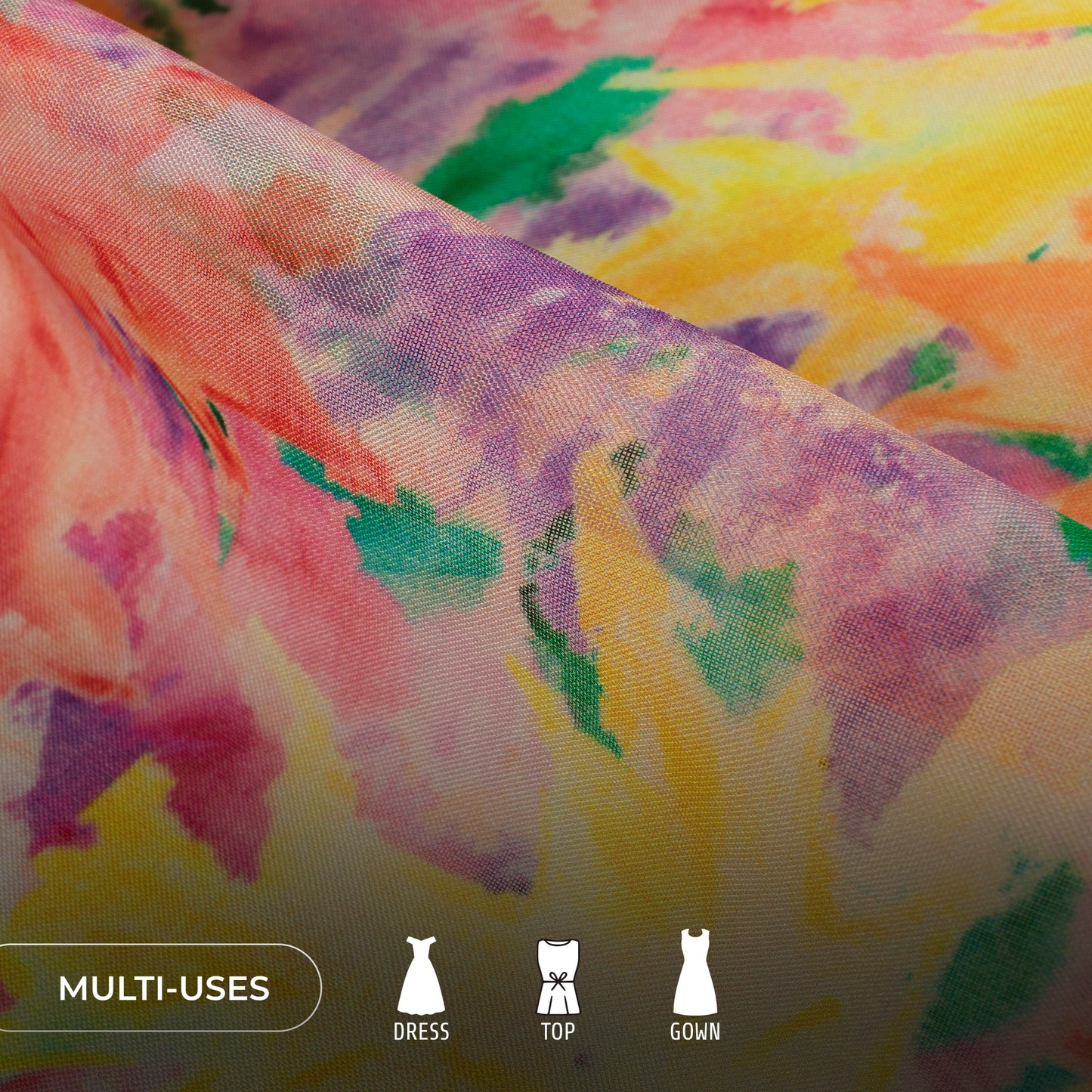 Multi-Color Leafage Digital Print Pure Organza Fabric